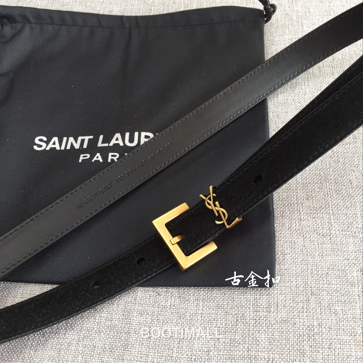 Saint Laurent Calfskin Leather Belt with YSL Logo Buckle Gold-Plated 생로랑 카프스킨 레더 벨트 YSL 로고 버클 황동 베이스 금도금 2.0cm 3