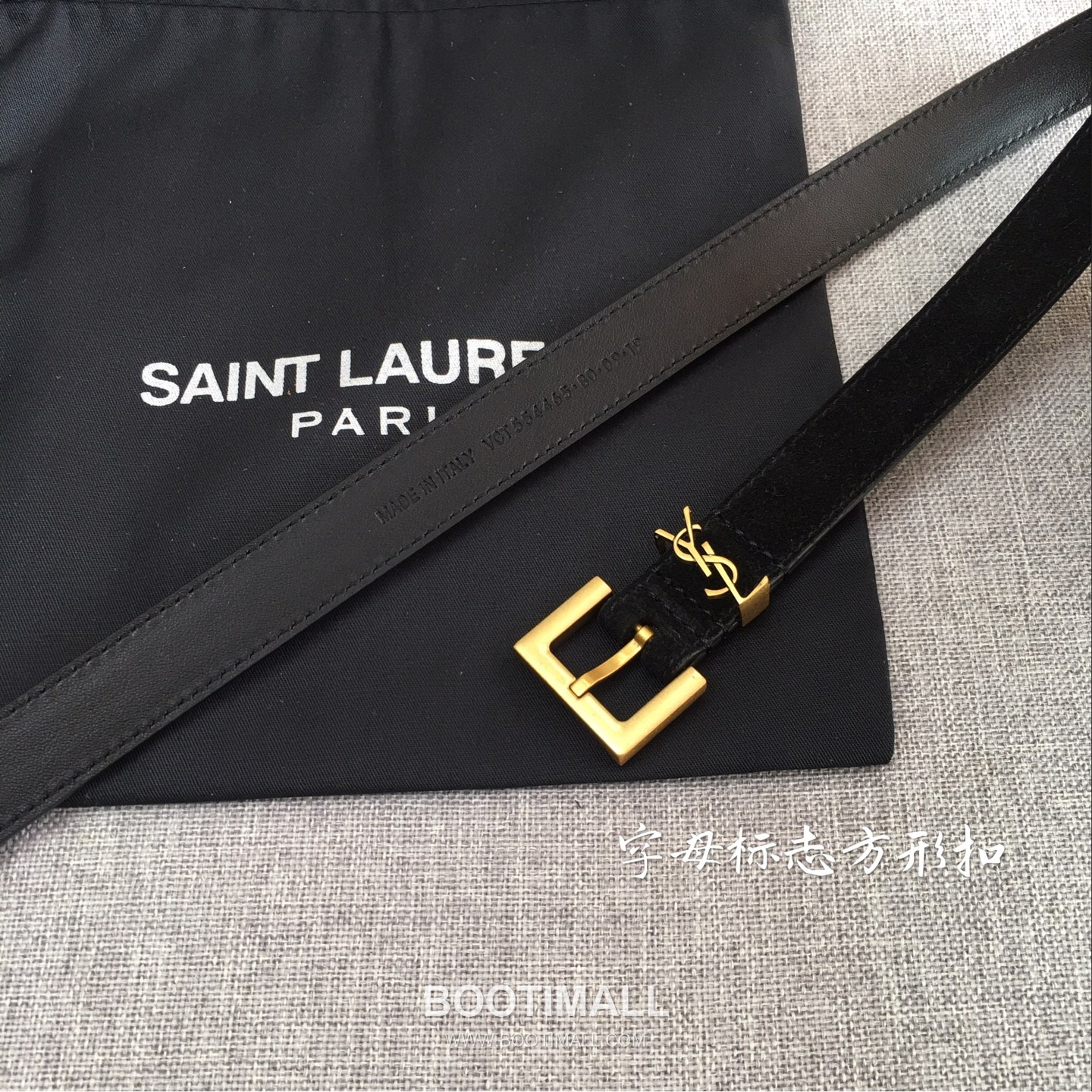 Saint Laurent Calfskin Leather Belt with YSL Logo Buckle Gold-Plated 생로랑 카프스킨 레더 벨트 YSL 로고 버클 황동 베이스 금도금 2.0cm 4