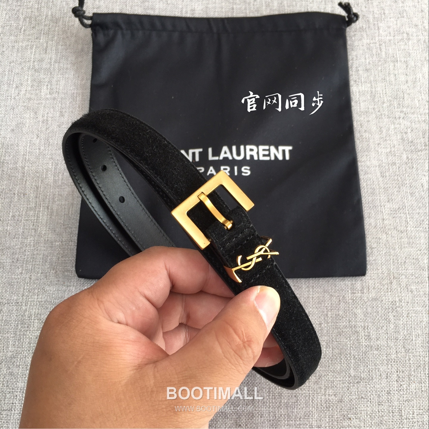 Saint Laurent Calfskin Leather Belt with YSL Logo Buckle Gold-Plated 생로랑 카프스킨 레더 벨트 YSL 로고 버클 황동 베이스 금도금 2.0cm 5