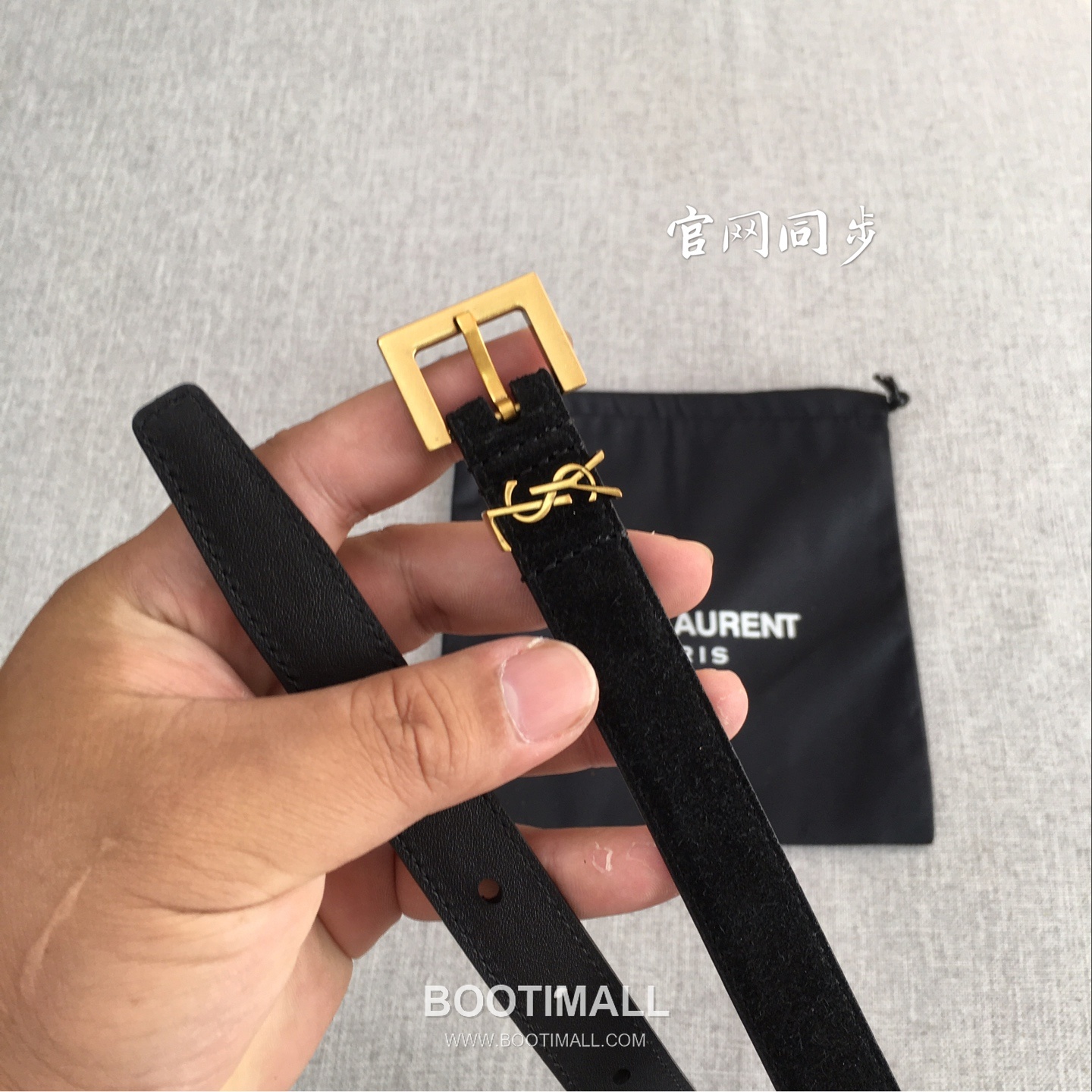 Saint Laurent Calfskin Leather Belt with YSL Logo Buckle Gold-Plated 생로랑 카프스킨 레더 벨트 YSL 로고 버클 황동 베이스 금도금 2.0cm 6