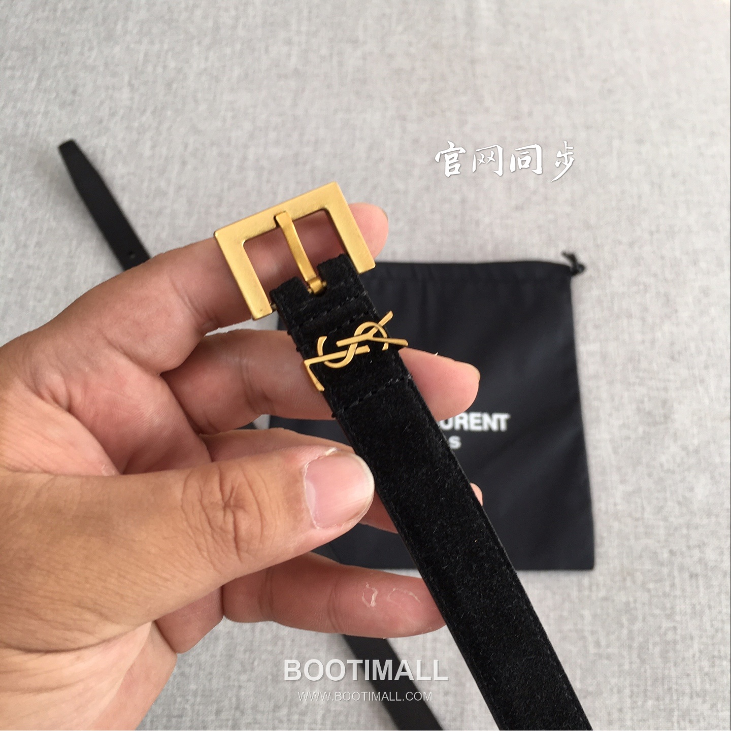Saint Laurent Calfskin Leather Belt with YSL Logo Buckle Gold-Plated 생로랑 카프스킨 레더 벨트 YSL 로고 버클 황동 베이스 금도금 2.0cm 7