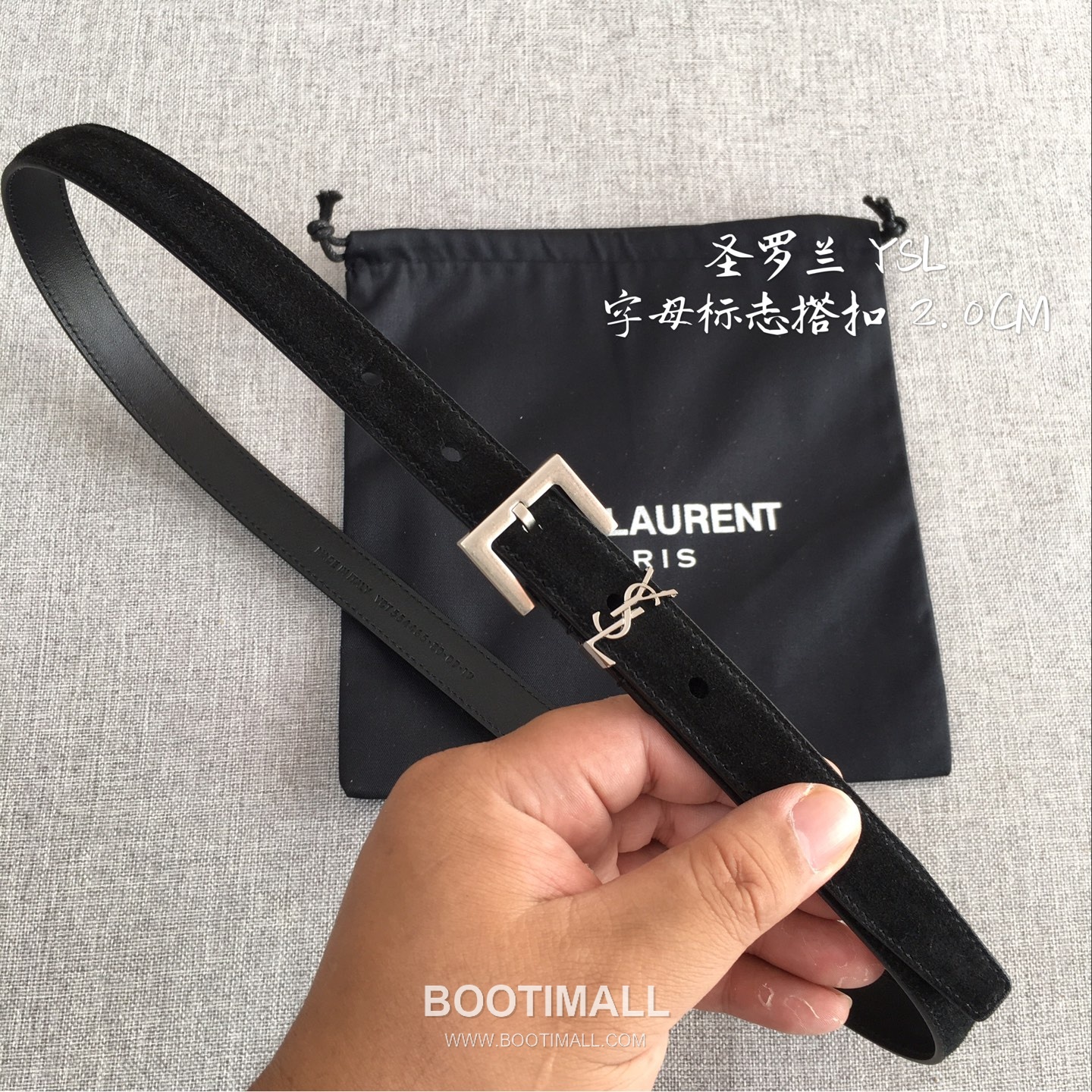 Saint Laurent Calfskin Leather Belt with YSL Logo Buckle Gold-Plated 생로랑 카프스킨 레더 벨트 YSL 로고 버클 황동 베이스 금도금 2.0cm 1