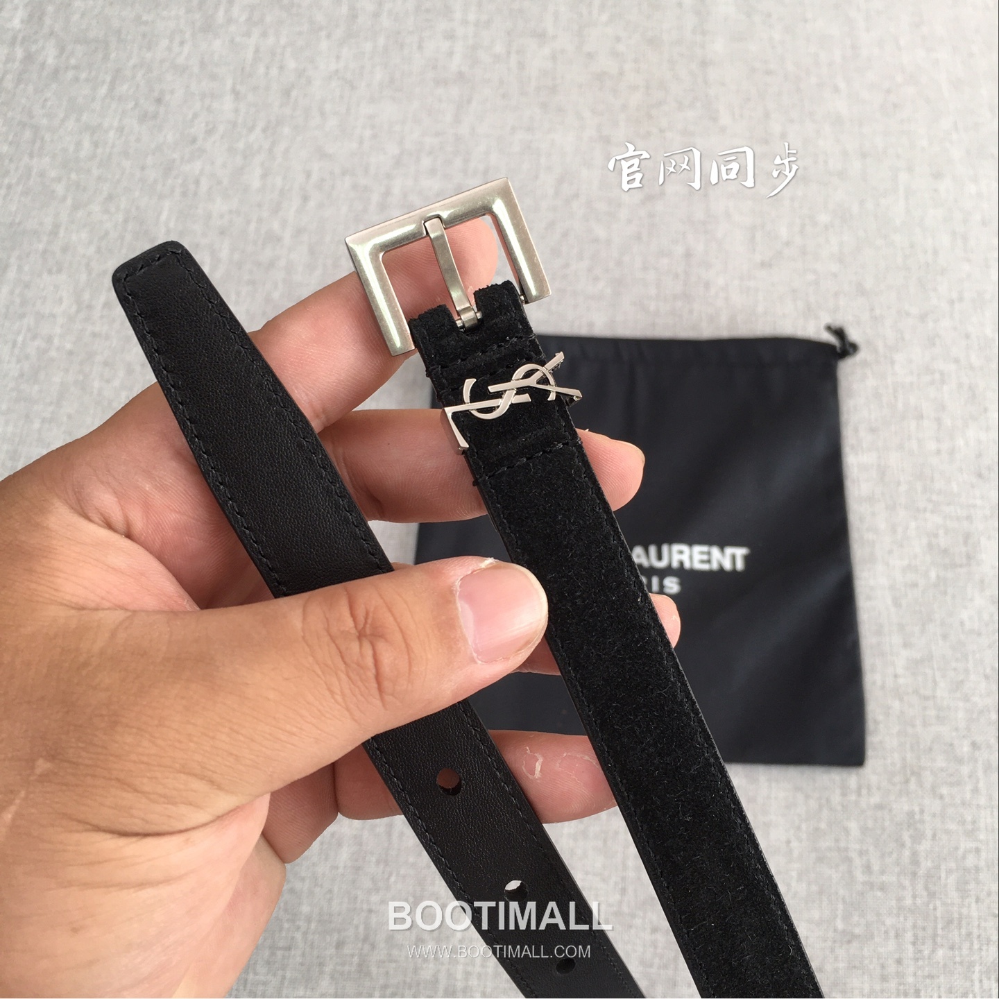 Saint Laurent Calfskin Leather Belt with YSL Logo Buckle Gold-Plated 생로랑 카프스킨 레더 벨트 YSL 로고 버클 황동 베이스 금도금 2.0cm 6