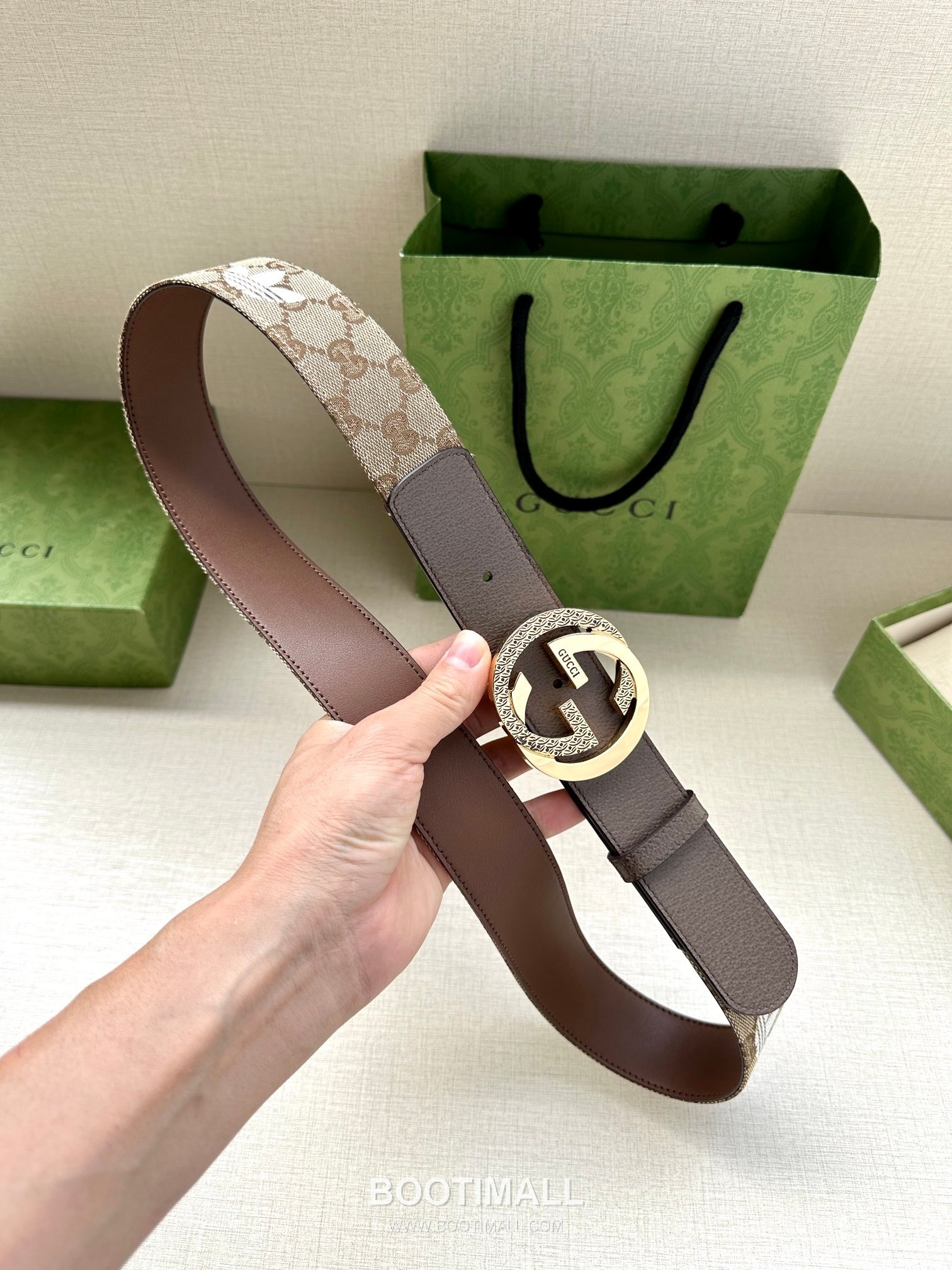 Gucci GG Marmont GG Supreme Canvas Reversible Belt with Double G Buckle Palladium 구찌 GG 마몬트 GG 슈프림 캔버스 리버서블 벨트 더블G 버클 황동 베이스 팔라듐 피니시 4.0cm 6