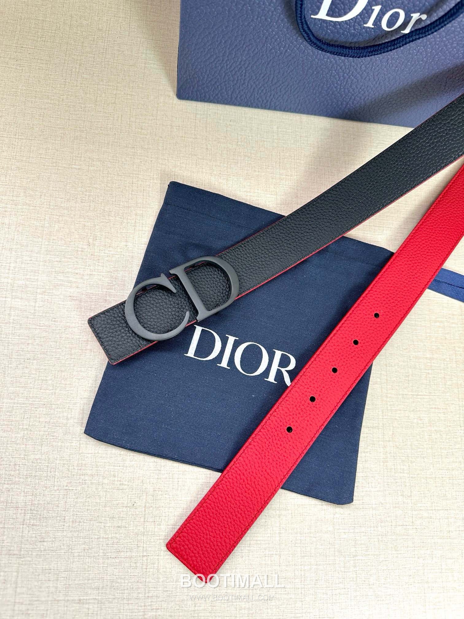 Dior Calfskin Grained Leather Reversible Belt with Logo Buckle Palladium 디올 카프스킨 그레인 레더 리버서블 벨트 로고 버클 황동 베이스 팔라듐 피니시 3.5cm 6
