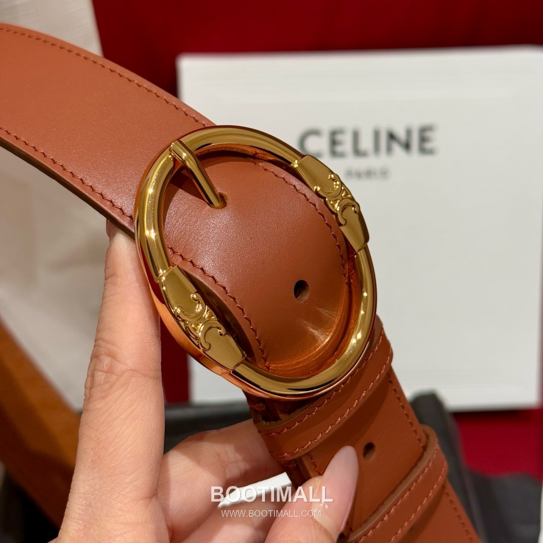 Celine Twin Triomphe Suede Calfskin Leather Belt with Triomphe Buckle Gold-Plated 셀린느 트윈 트리옹프 스웨이드 카프스킨 레더 벨트 트리옹프 버클 황동 베이스 금도금 3.5cm 4