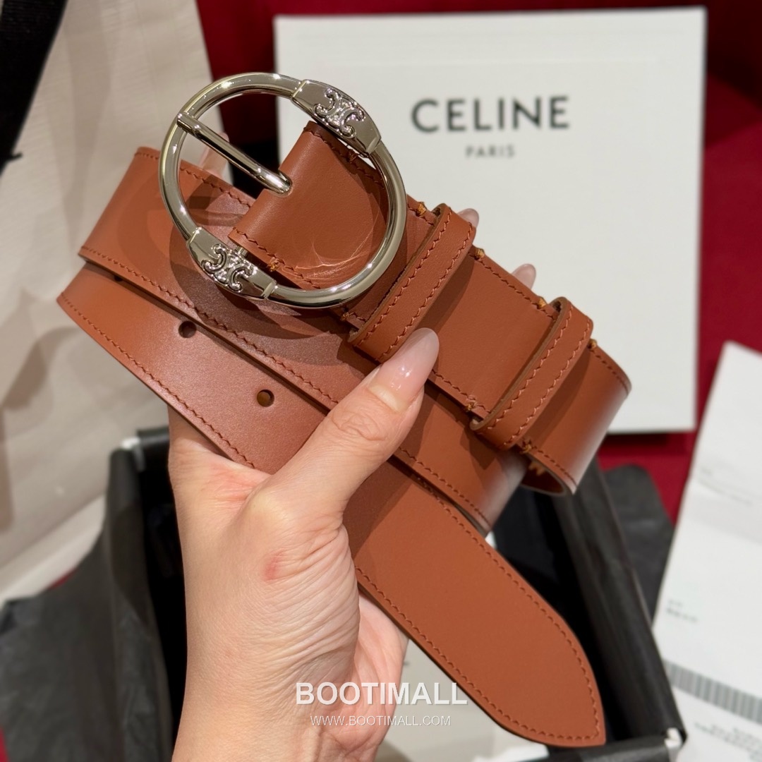 Celine Twin Triomphe Suede Calfskin Leather Belt with Triomphe Buckle Gold-Plated 셀린느 트윈 트리옹프 스웨이드 카프스킨 레더 벨트 트리옹프 버클 황동 베이스 금도금 3.5cm 2