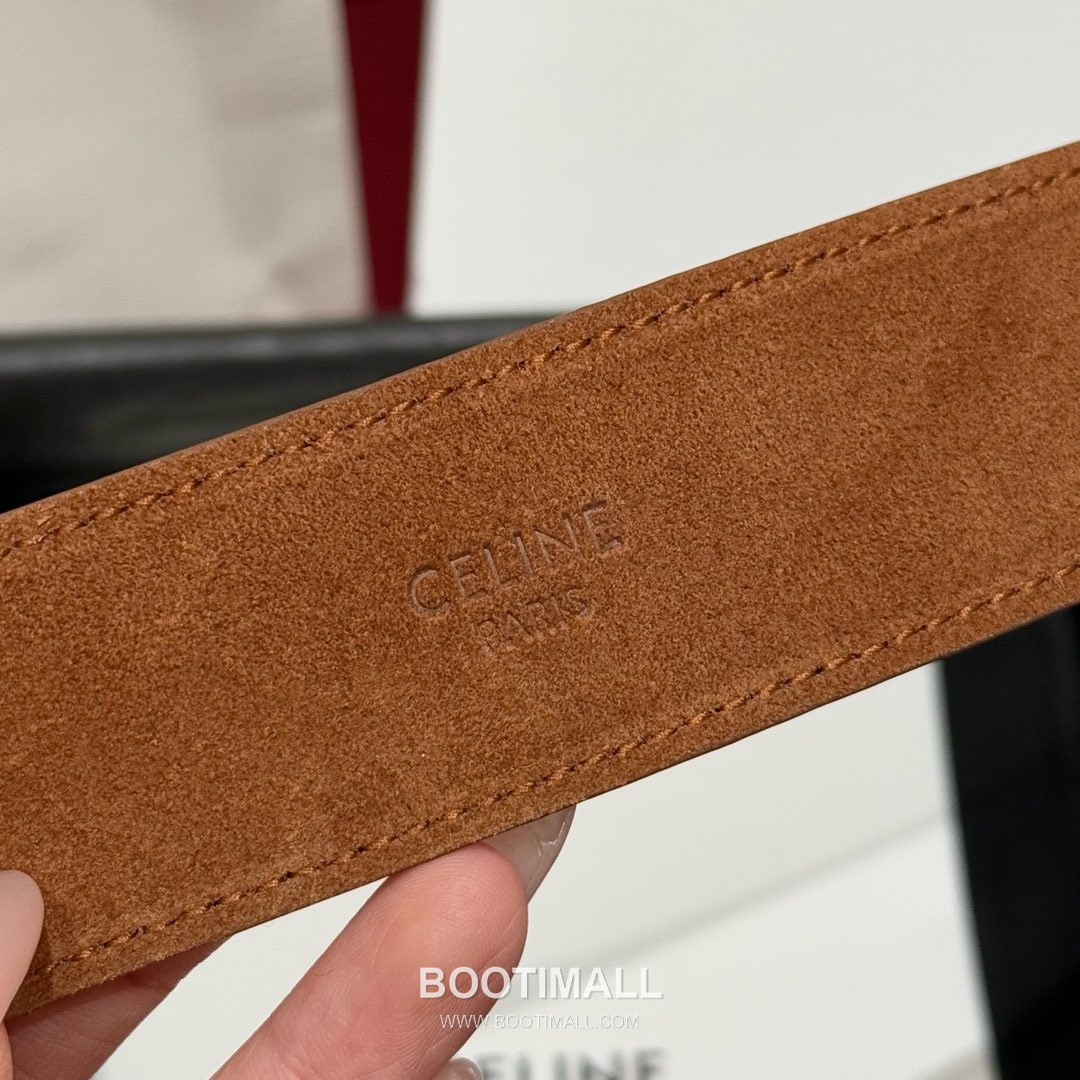 Celine Twin Triomphe Suede Calfskin Leather Belt with Triomphe Buckle Gold-Plated 셀린느 트윈 트리옹프 스웨이드 카프스킨 레더 벨트 트리옹프 버클 황동 베이스 금도금 3.5cm 8