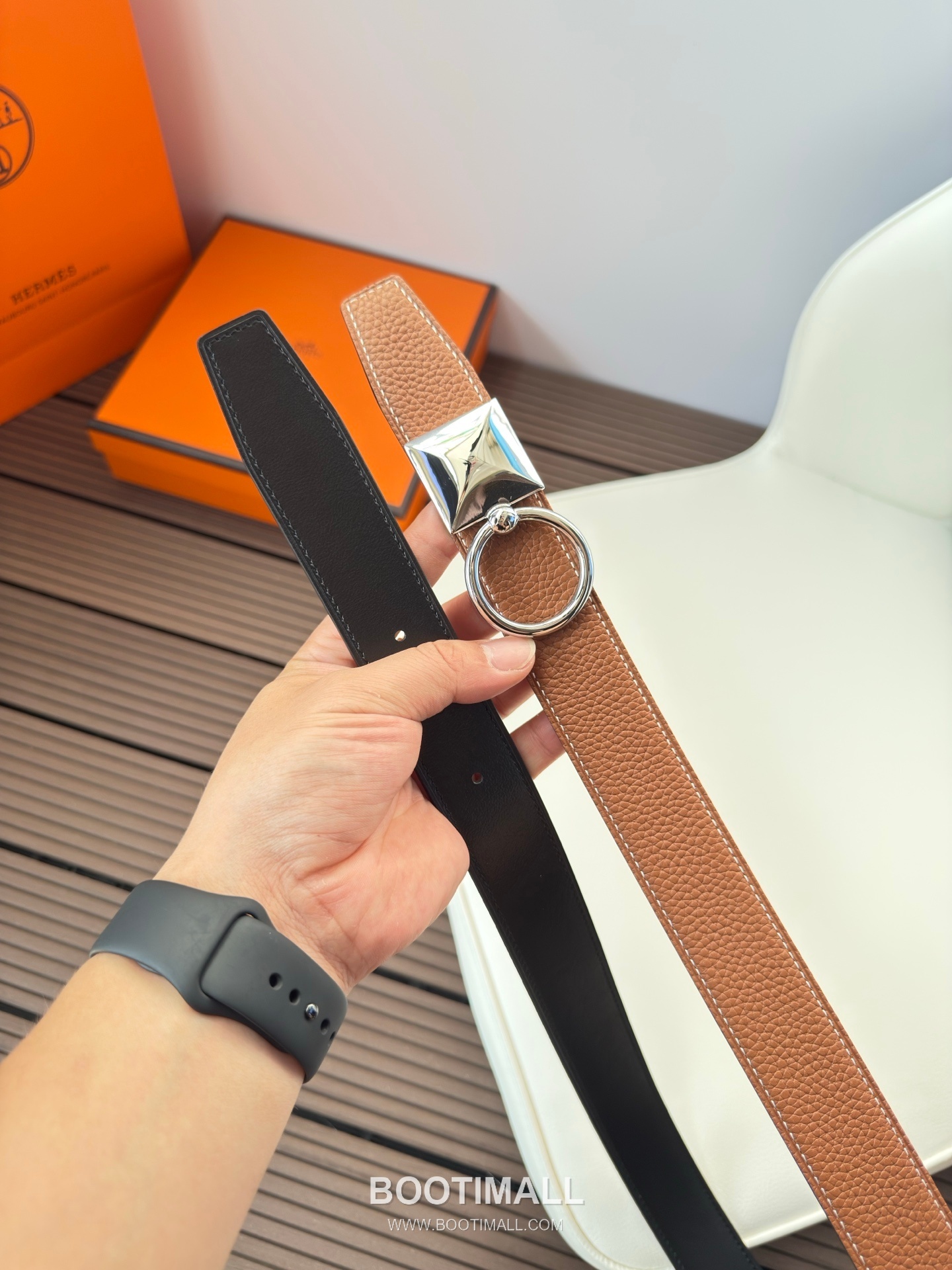 Hermes Constance Calfskin Reversible Belt with H Buckle Palladium 에르메스 콘스탄스 카프스킨 리버서블 벨트 H버클 스테인리스 스틸 팔라듐 피니시 3.2cm 4