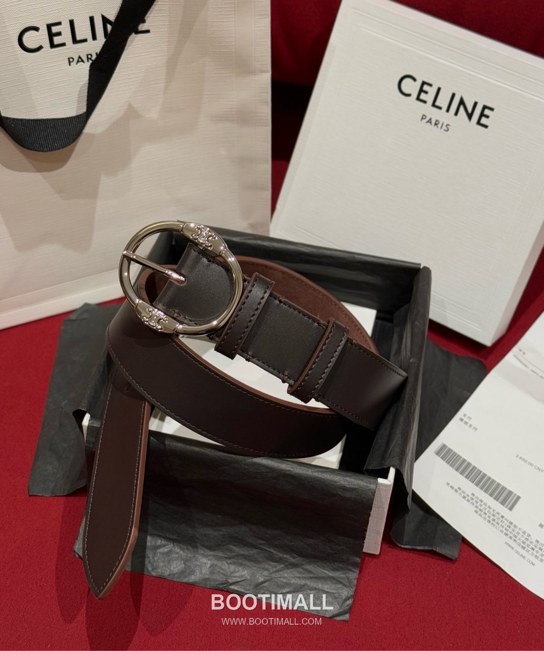 Celine Twin Triomphe Suede Calfskin Leather Belt with Triomphe Buckle Gold-Plated 셀린느 트윈 트리옹프 스웨이드 카프스킨 레더 벨트 트리옹프 버클 황동 베이스 금도금 3.5cm 1