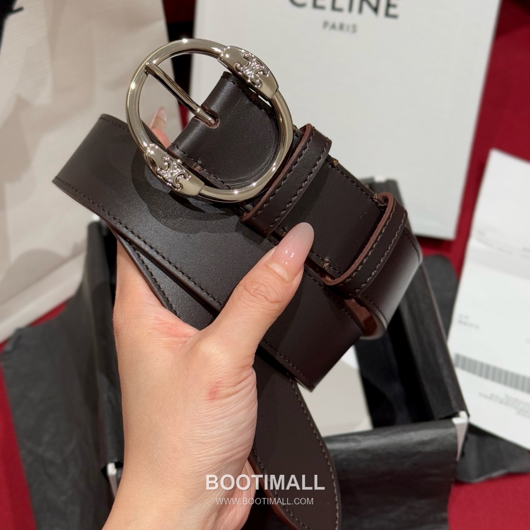 Celine Twin Triomphe Suede Calfskin Leather Belt with Triomphe Buckle Gold-Plated 셀린느 트윈 트리옹프 스웨이드 카프스킨 레더 벨트 트리옹프 버클 황동 베이스 금도금 3.5cm 2