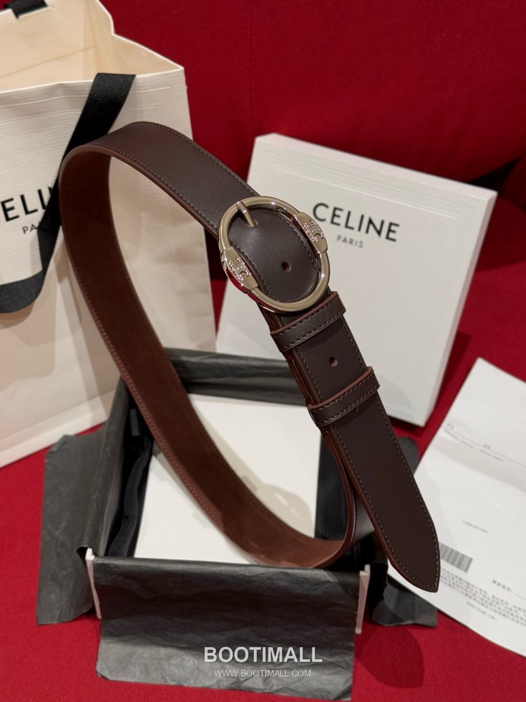 Celine Twin Triomphe Suede Calfskin Leather Belt with Triomphe Buckle Gold-Plated 셀린느 트윈 트리옹프 스웨이드 카프스킨 레더 벨트 트리옹프 버클 황동 베이스 금도금 3.5cm 3