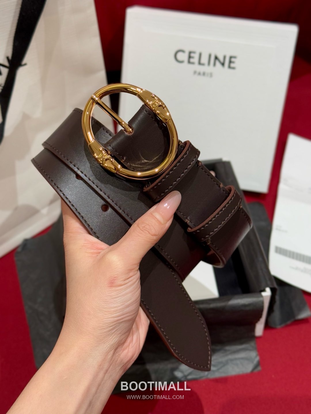 Celine Twin Triomphe Suede Calfskin Leather Belt with Triomphe Buckle Gold-Plated 셀린느 트윈 트리옹프 스웨이드 카프스킨 레더 벨트 트리옹프 버클 황동 베이스 금도금 3.5cm 2