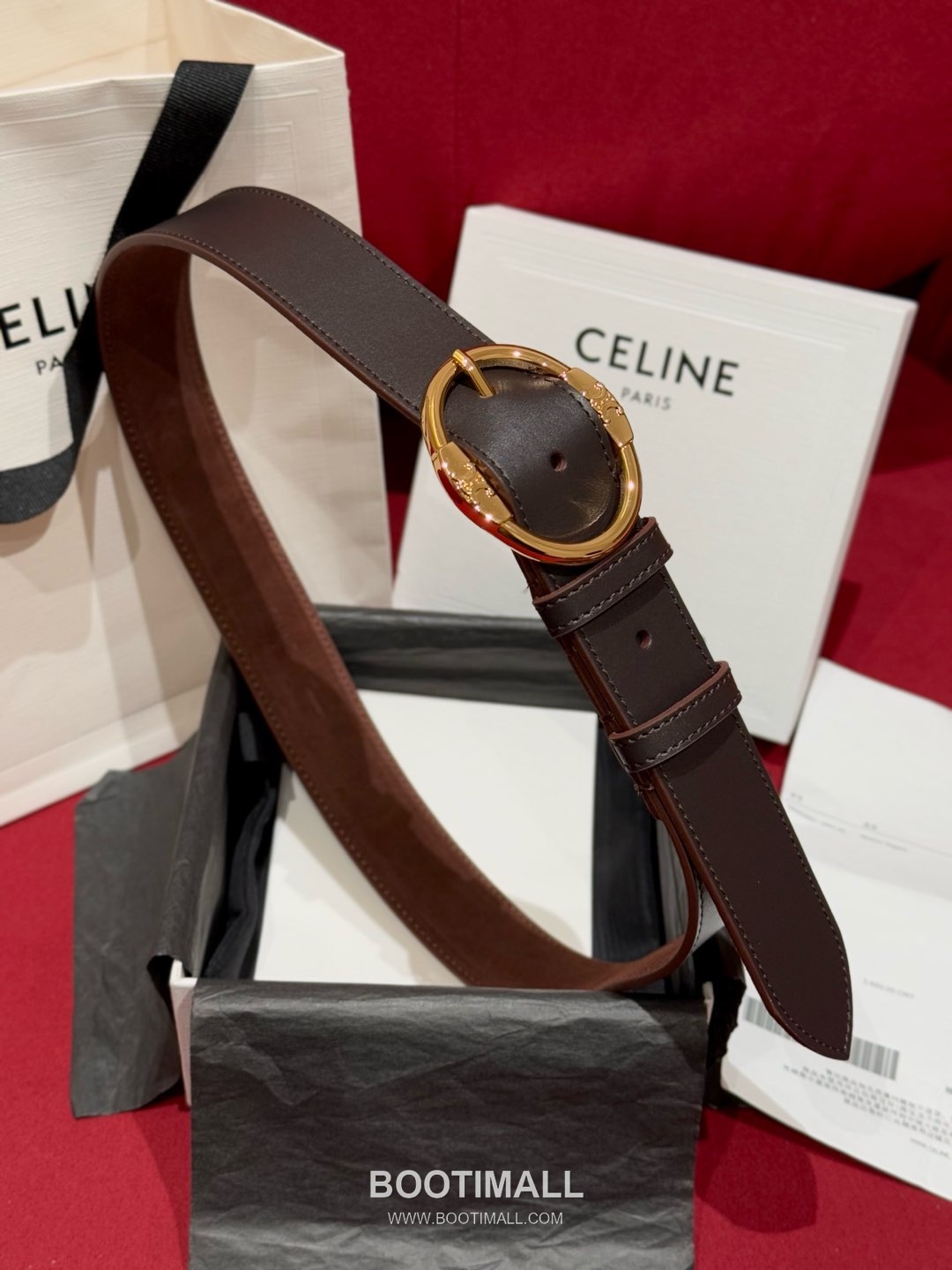 Celine Twin Triomphe Suede Calfskin Leather Belt with Triomphe Buckle Gold-Plated 셀린느 트윈 트리옹프 스웨이드 카프스킨 레더 벨트 트리옹프 버클 황동 베이스 금도금 3.5cm 3
