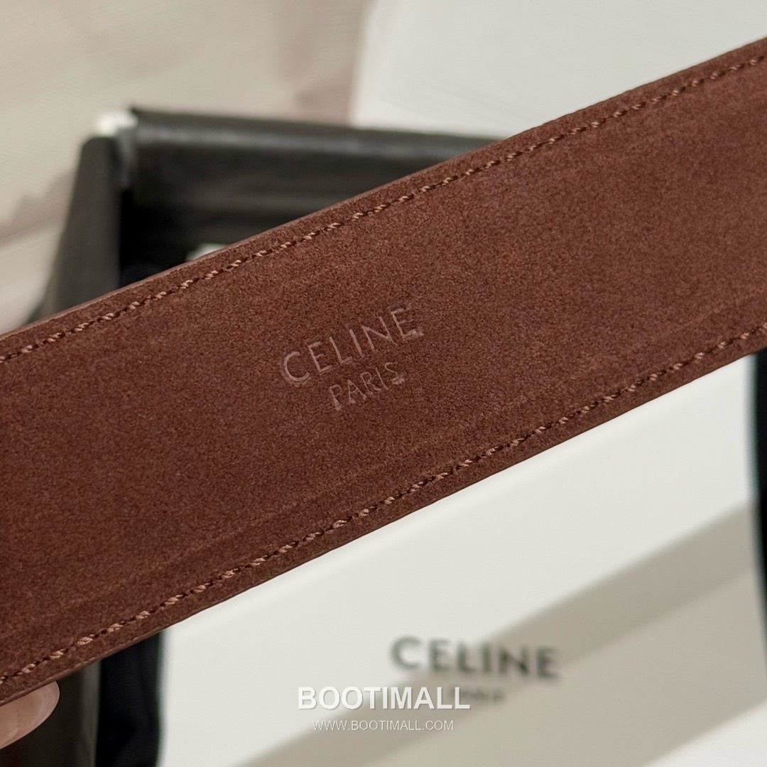 Celine Twin Triomphe Suede Calfskin Leather Belt with Triomphe Buckle Gold-Plated 셀린느 트윈 트리옹프 스웨이드 카프스킨 레더 벨트 트리옹프 버클 황동 베이스 금도금 3.5cm 8
