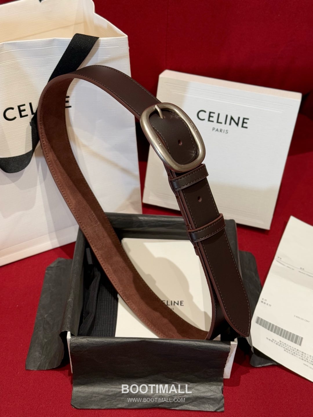 Celine Twin Triomphe Suede Calfskin Leather Belt with Triomphe Buckle Gold-Plated 셀린느 트윈 트리옹프 스웨이드 카프스킨 레더 벨트 트리옹프 버클 황동 베이스 금도금 3.5cm 3