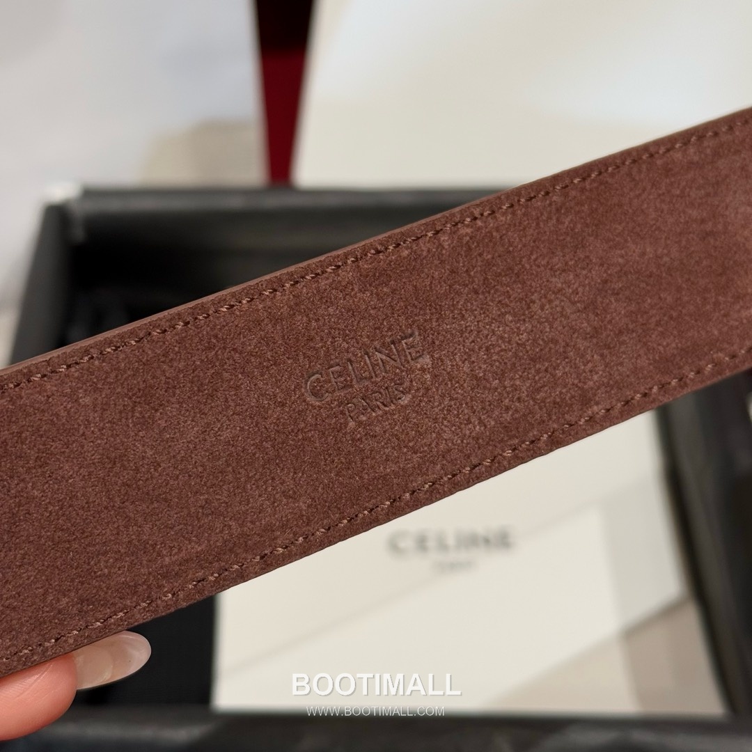 Celine Twin Triomphe Suede Calfskin Leather Belt with Triomphe Buckle Gold-Plated 셀린느 트윈 트리옹프 스웨이드 카프스킨 레더 벨트 트리옹프 버클 황동 베이스 금도금 3.5cm 8