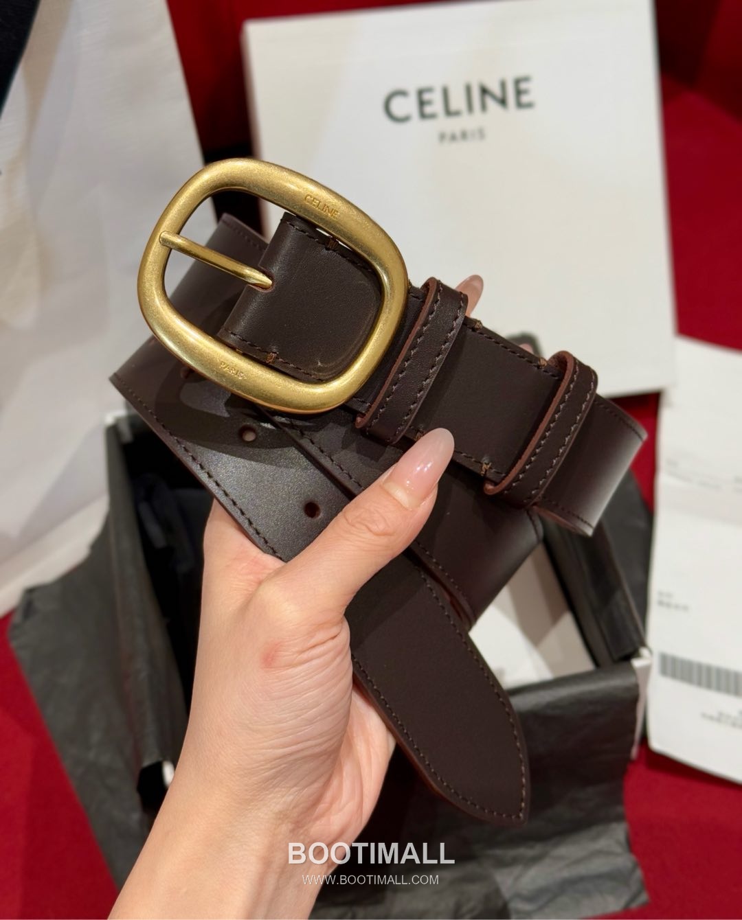 Celine Twin Triomphe Suede Calfskin Leather Belt with Triomphe Buckle Gold-Plated 셀린느 트윈 트리옹프 스웨이드 카프스킨 레더 벨트 트리옹프 버클 황동 베이스 금도금 3.5cm 2
