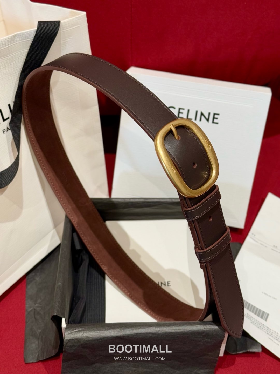 Celine Twin Triomphe Suede Calfskin Leather Belt with Triomphe Buckle Gold-Plated 셀린느 트윈 트리옹프 스웨이드 카프스킨 레더 벨트 트리옹프 버클 황동 베이스 금도금 3.5cm 3
