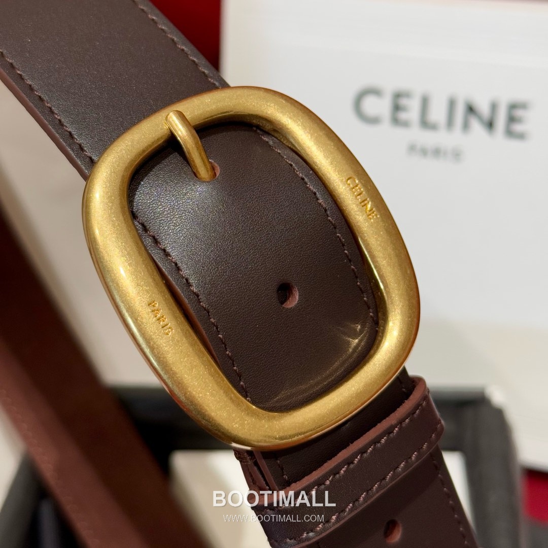 Celine Twin Triomphe Suede Calfskin Leather Belt with Triomphe Buckle Gold-Plated 셀린느 트윈 트리옹프 스웨이드 카프스킨 레더 벨트 트리옹프 버클 황동 베이스 금도금 3.5cm 4