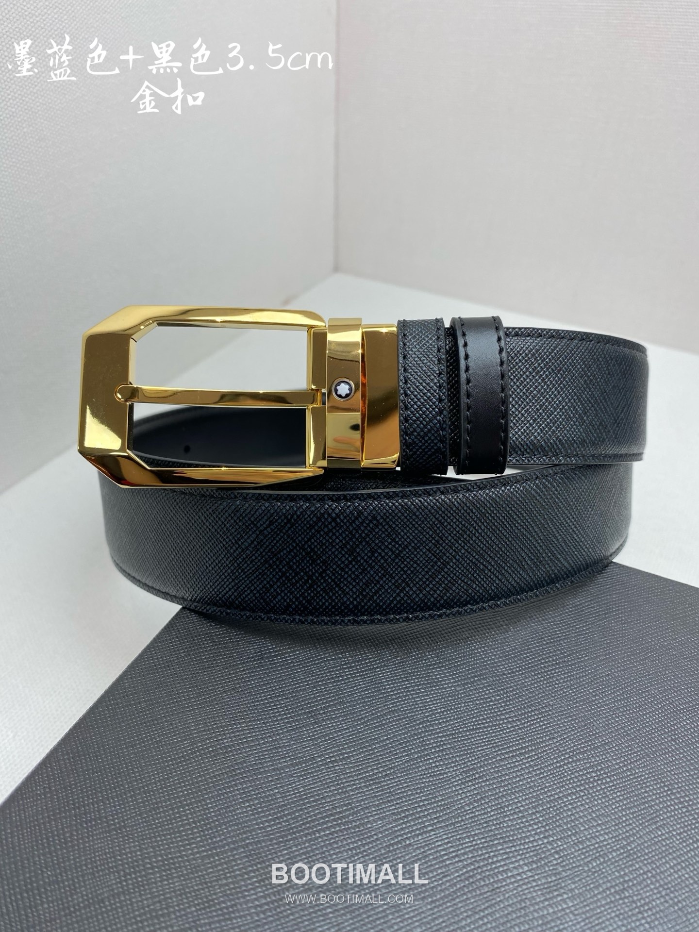 Montblanc Calfskin Leather Belt with Pin Buckle Palladium 몽블랑 카프스킨 레더 벨트 핀 버클 황동 베이스 팔라듐 피니시 3.5cm 2