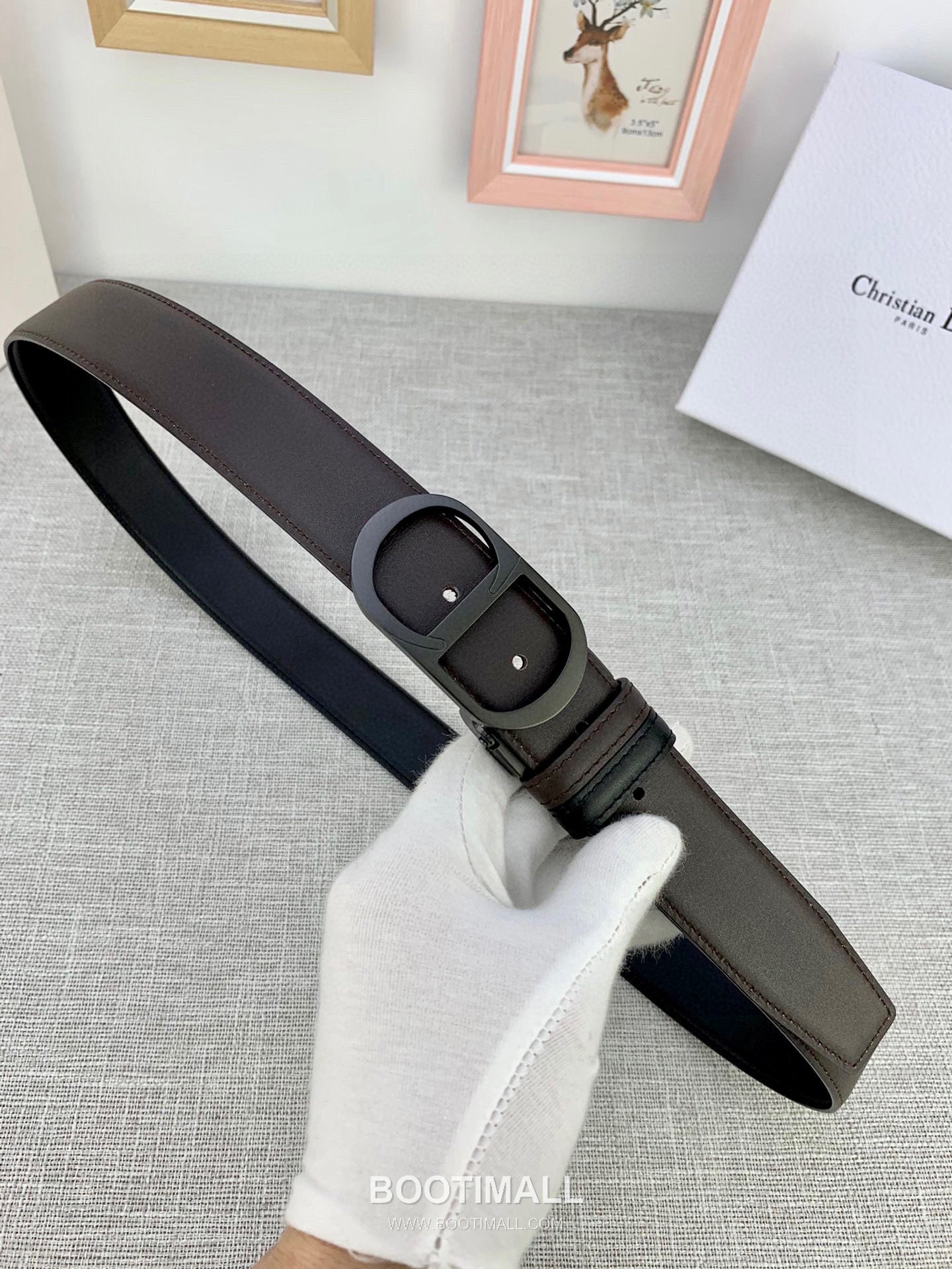 Dior Calfskin Grained Leather Belt with CD Buckle Palladium 디올 카프스킨 그레인 레더 벨트 CD 버클 황동 베이스 팔라듐 피니시 3.5cm 4