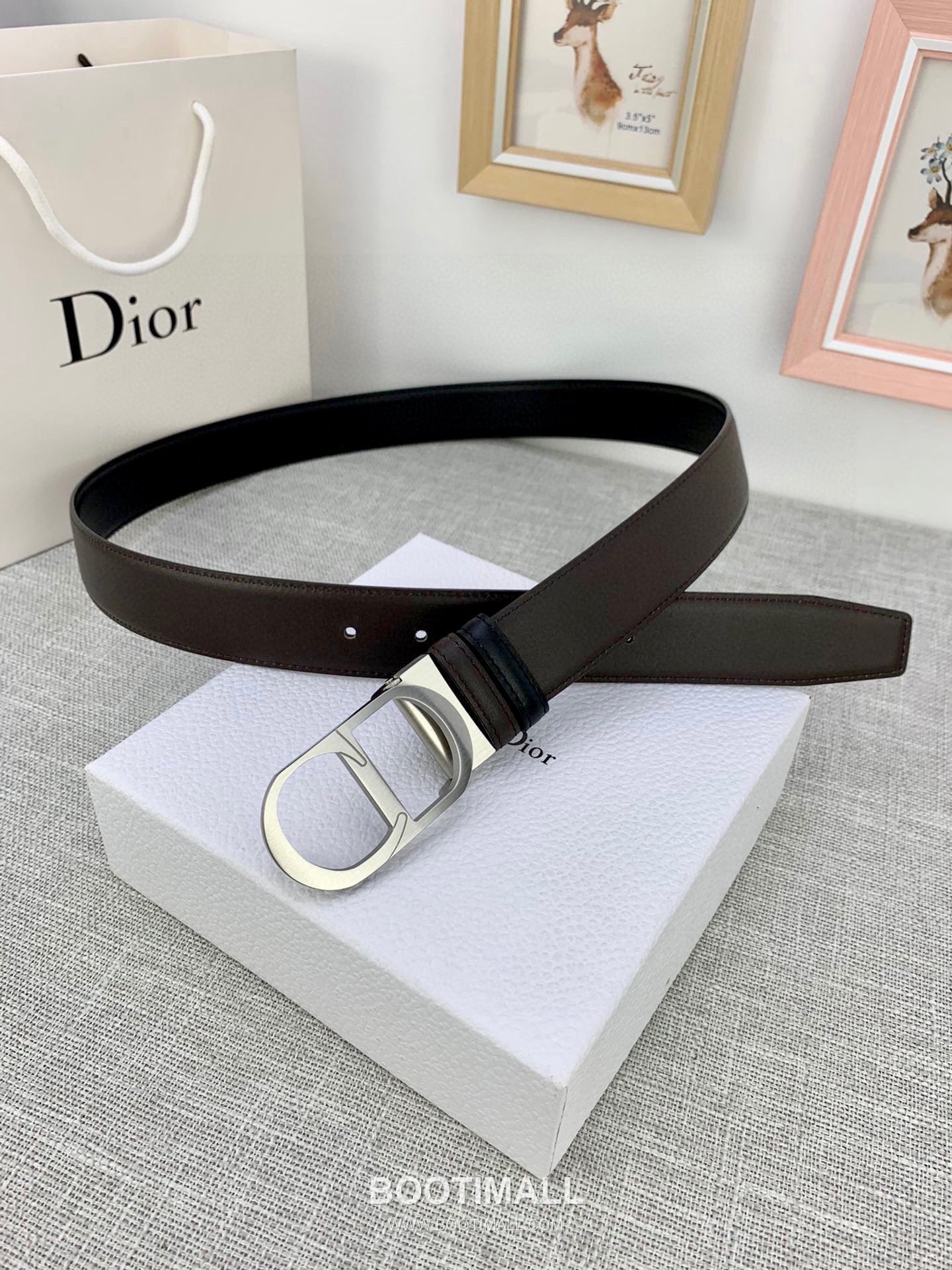 Dior Calfskin Grained Leather Belt with CD Buckle Palladium 디올 카프스킨 그레인 레더 벨트 CD 버클 황동 베이스 팔라듐 피니시 3.5cm 7