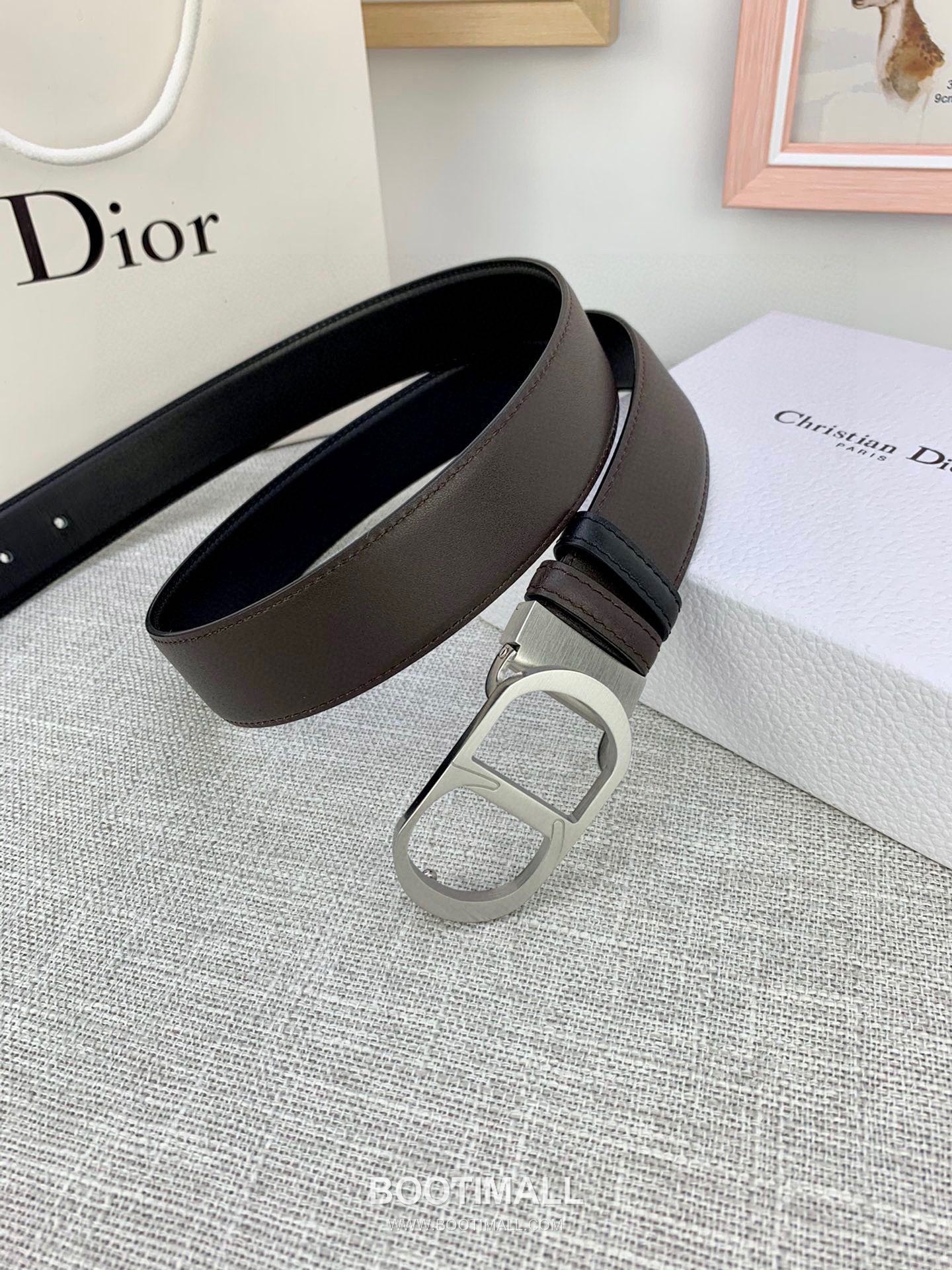Dior Calfskin Grained Leather Belt with CD Buckle Palladium 디올 카프스킨 그레인 레더 벨트 CD 버클 황동 베이스 팔라듐 피니시 3.5cm 8