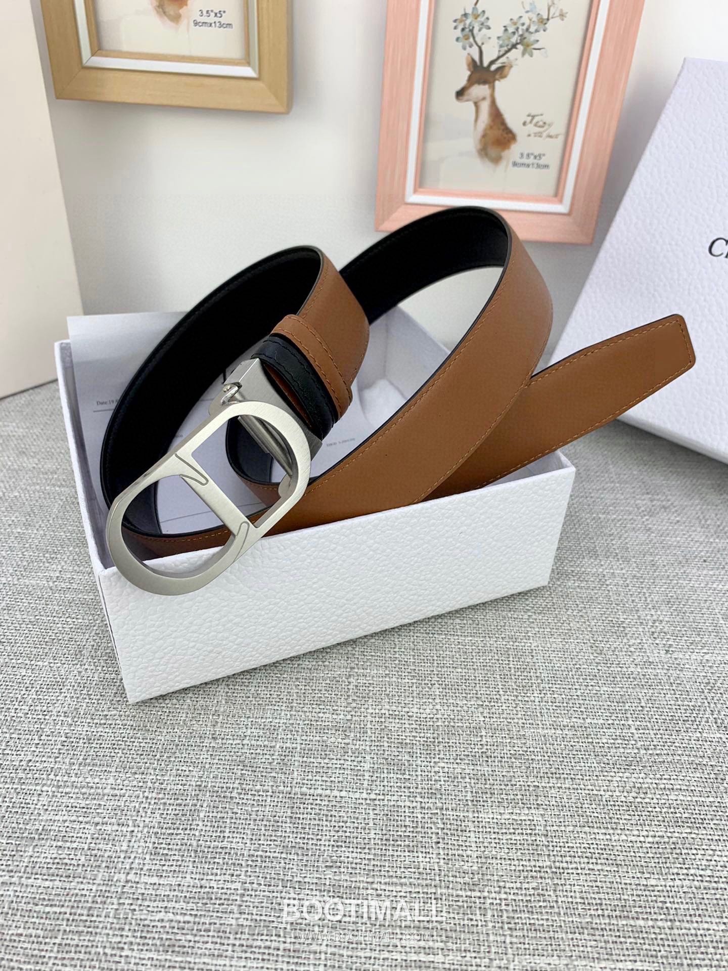 Dior Calfskin Grained Leather Belt with CD Buckle Palladium 디올 카프스킨 그레인 레더 벨트 CD 버클 황동 베이스 팔라듐 피니시 3.5cm 8