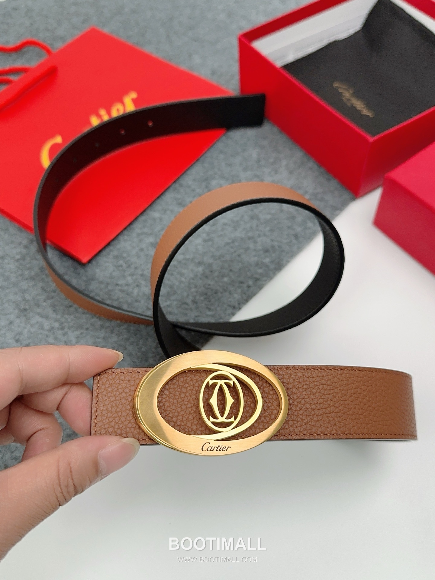 Cartier Calfskin Leather Belt with Logo Buckle Palladium 까르띠에 카프스킨 레더 벨트 로고 버클 황동 베이스 팔라듐 피니시 3.5cm 1