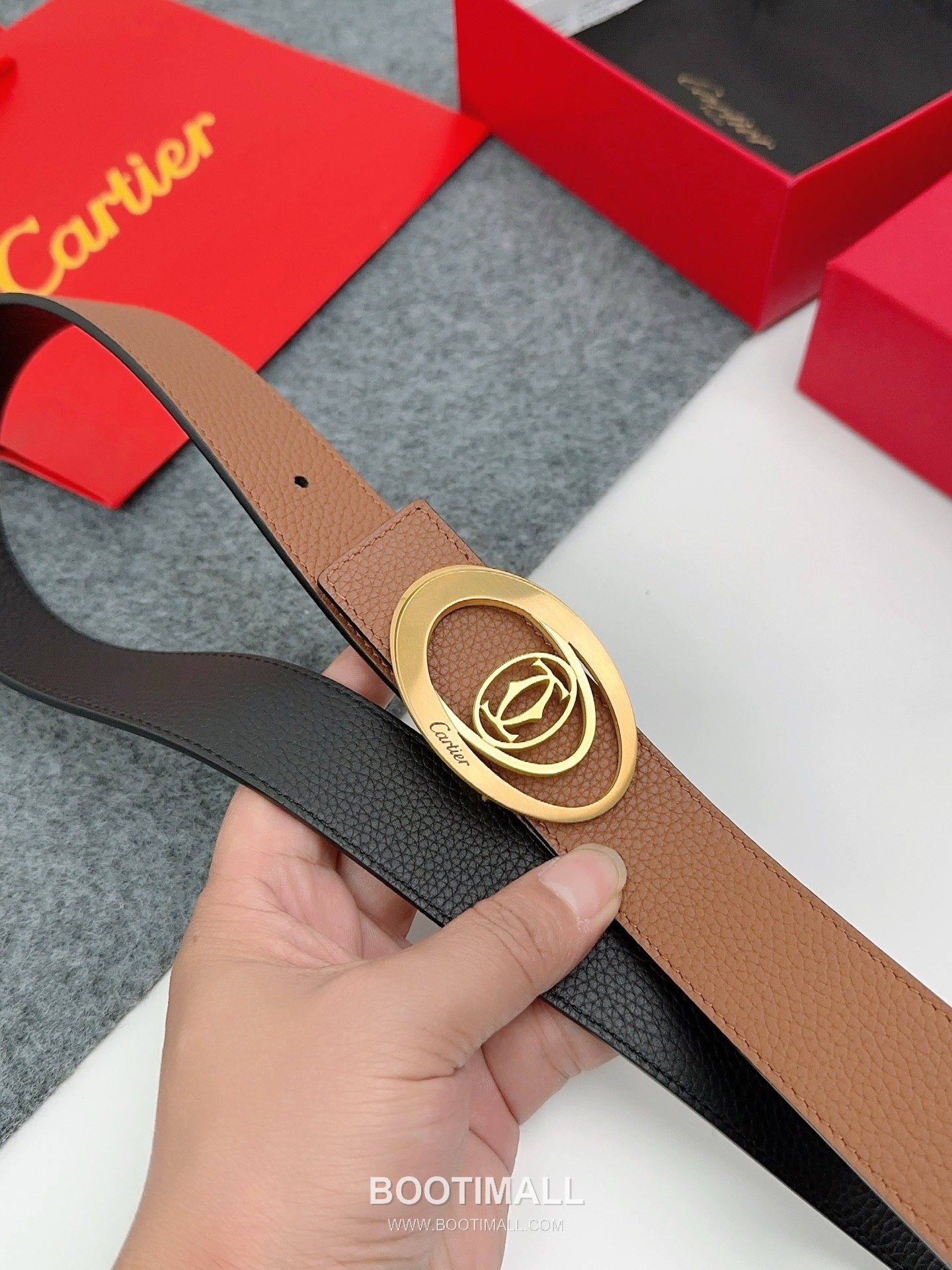 Cartier Calfskin Leather Belt with Logo Buckle Palladium 까르띠에 카프스킨 레더 벨트 로고 버클 황동 베이스 팔라듐 피니시 3.5cm 3