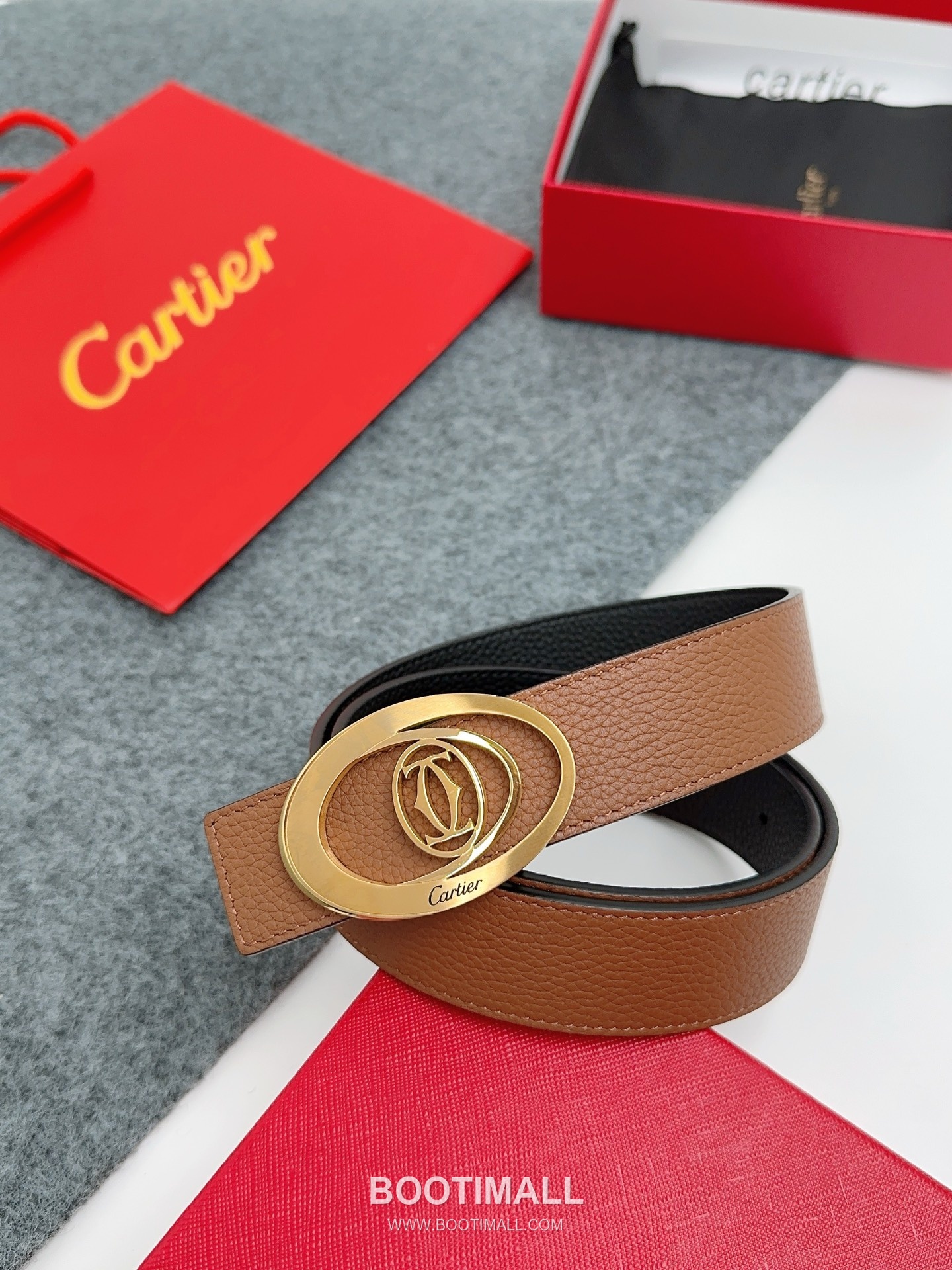 Cartier Calfskin Leather Belt with Logo Buckle Palladium 까르띠에 카프스킨 레더 벨트 로고 버클 황동 베이스 팔라듐 피니시 3.5cm 6