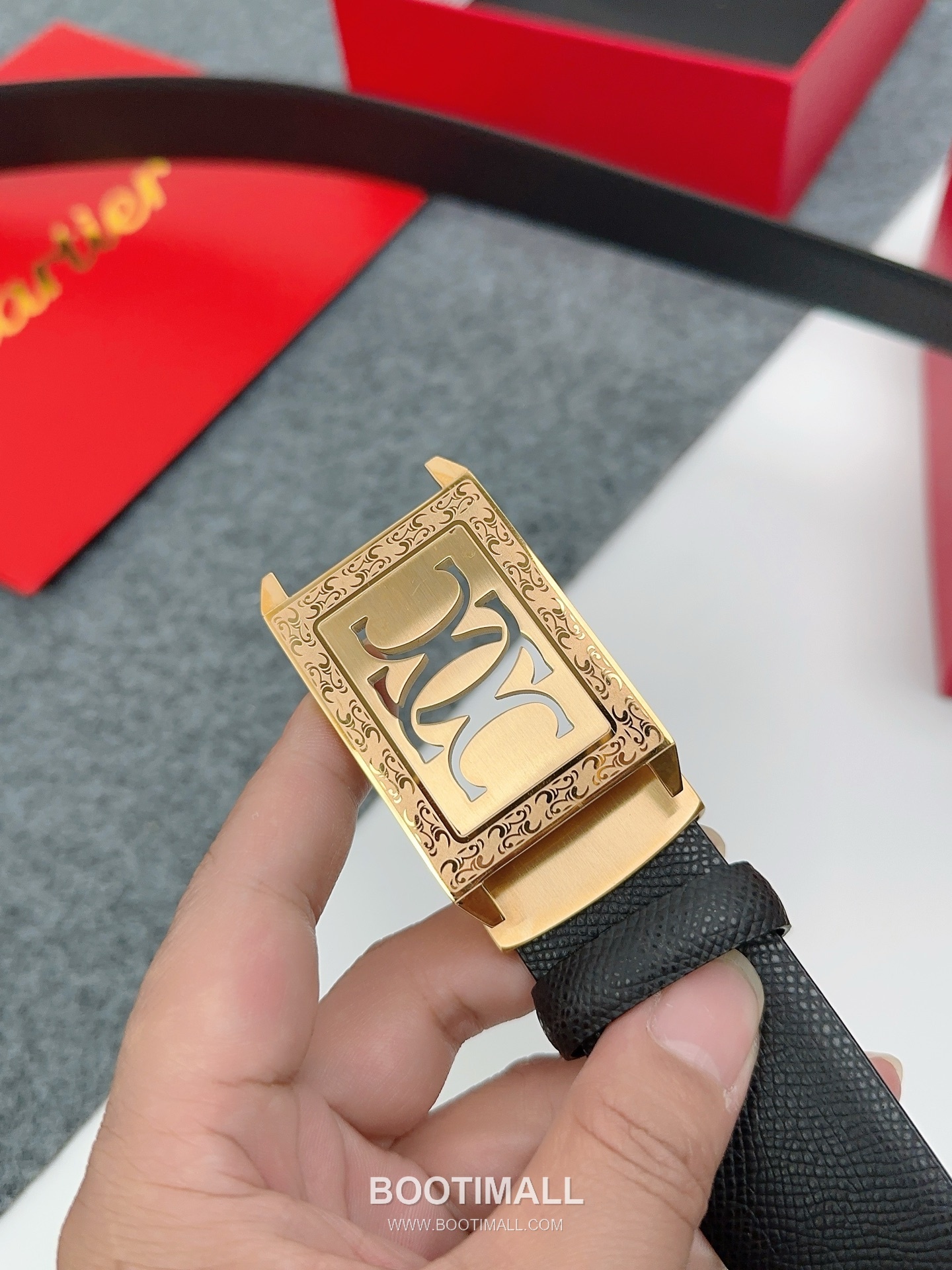 Cartier Calfskin Leather Belt with Logo Buckle Palladium 까르띠에 카프스킨 레더 벨트 로고 버클 황동 베이스 팔라듐 피니시 3.5cm 2