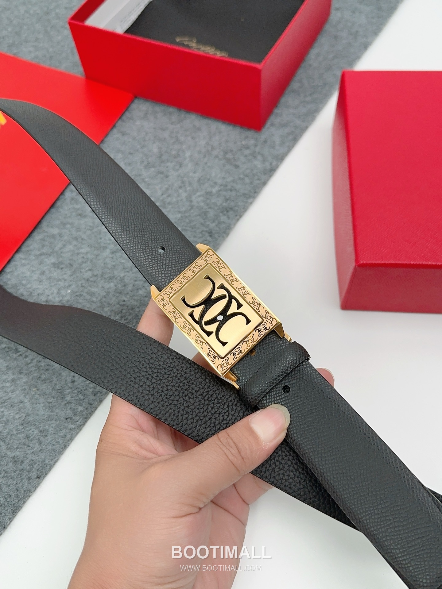 Cartier Calfskin Leather Belt with Logo Buckle Palladium 까르띠에 카프스킨 레더 벨트 로고 버클 황동 베이스 팔라듐 피니시 3.5cm 3