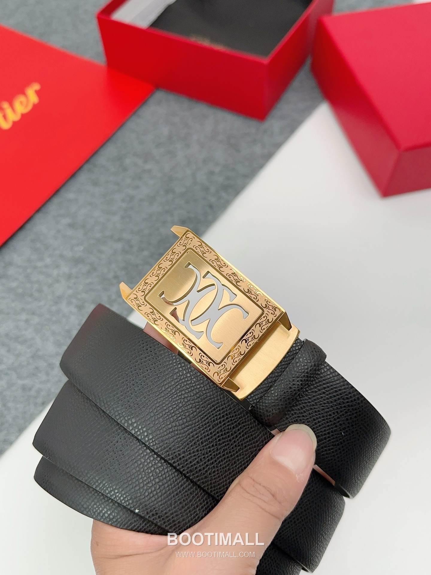 Cartier Calfskin Leather Belt with Logo Buckle Palladium 까르띠에 카프스킨 레더 벨트 로고 버클 황동 베이스 팔라듐 피니시 3.5cm 6