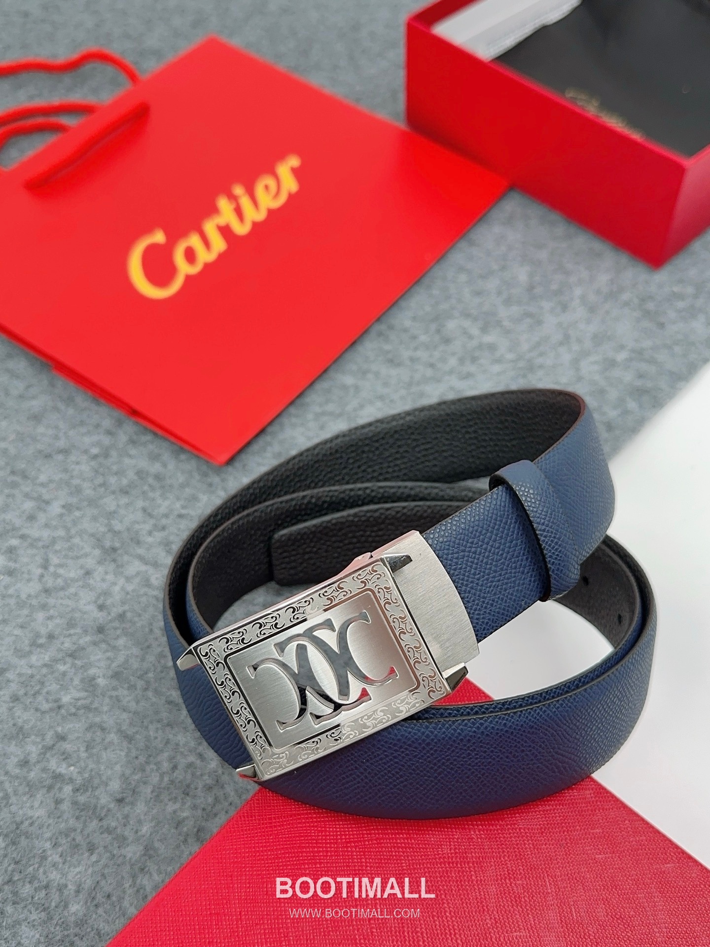 Cartier Calfskin Leather Belt with Logo Buckle Palladium 까르띠에 카프스킨 레더 벨트 로고 버클 황동 베이스 팔라듐 피니시 3.5cm 1