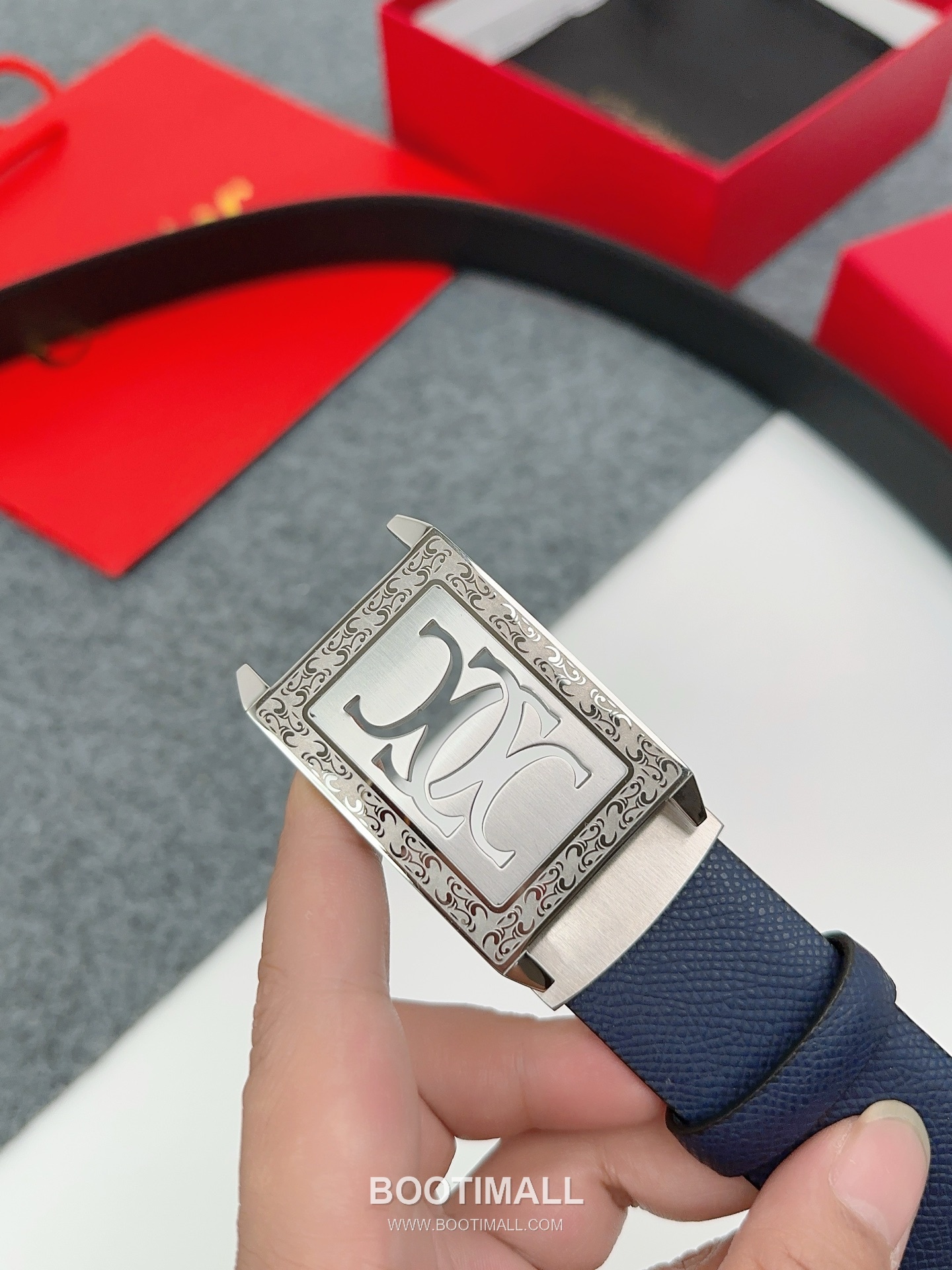 Cartier Calfskin Leather Belt with Logo Buckle Palladium 까르띠에 카프스킨 레더 벨트 로고 버클 황동 베이스 팔라듐 피니시 3.5cm 2