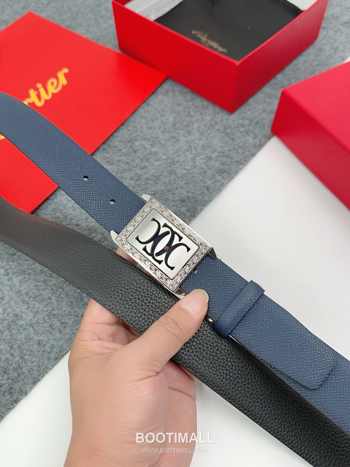 Cartier Calfskin Leather Belt with Logo Buckle Palladium 까르띠에 카프스킨 레더 벨트 로고 버클 황동 베이스 팔라듐 피니시 3.5cm 3