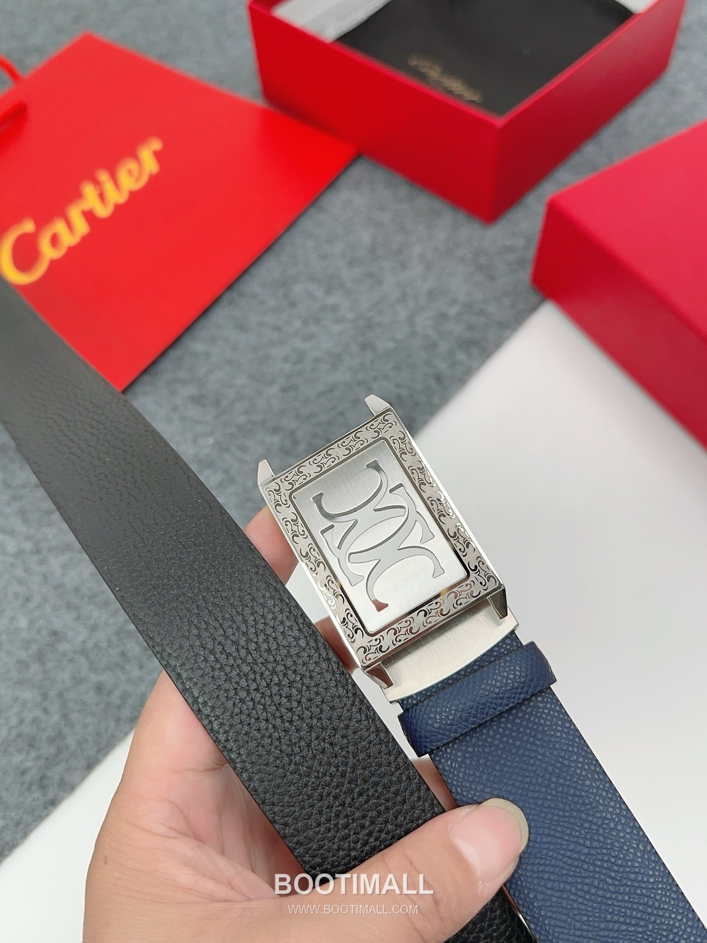 Cartier Calfskin Leather Belt with Logo Buckle Palladium 까르띠에 카프스킨 레더 벨트 로고 버클 황동 베이스 팔라듐 피니시 3.5cm 5