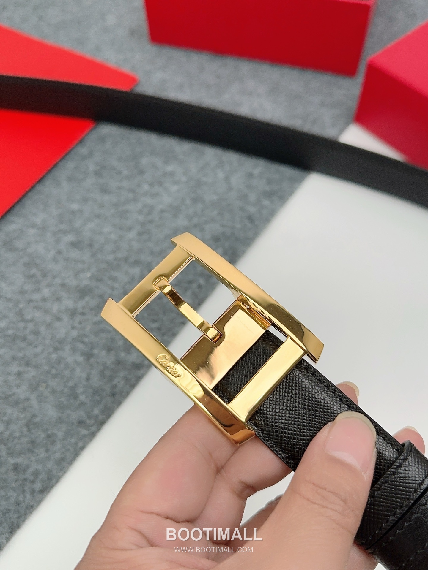 Cartier Calfskin Leather Belt with Logo Buckle Palladium 까르띠에 카프스킨 레더 벨트 로고 버클 황동 베이스 팔라듐 피니시 3.5cm 2