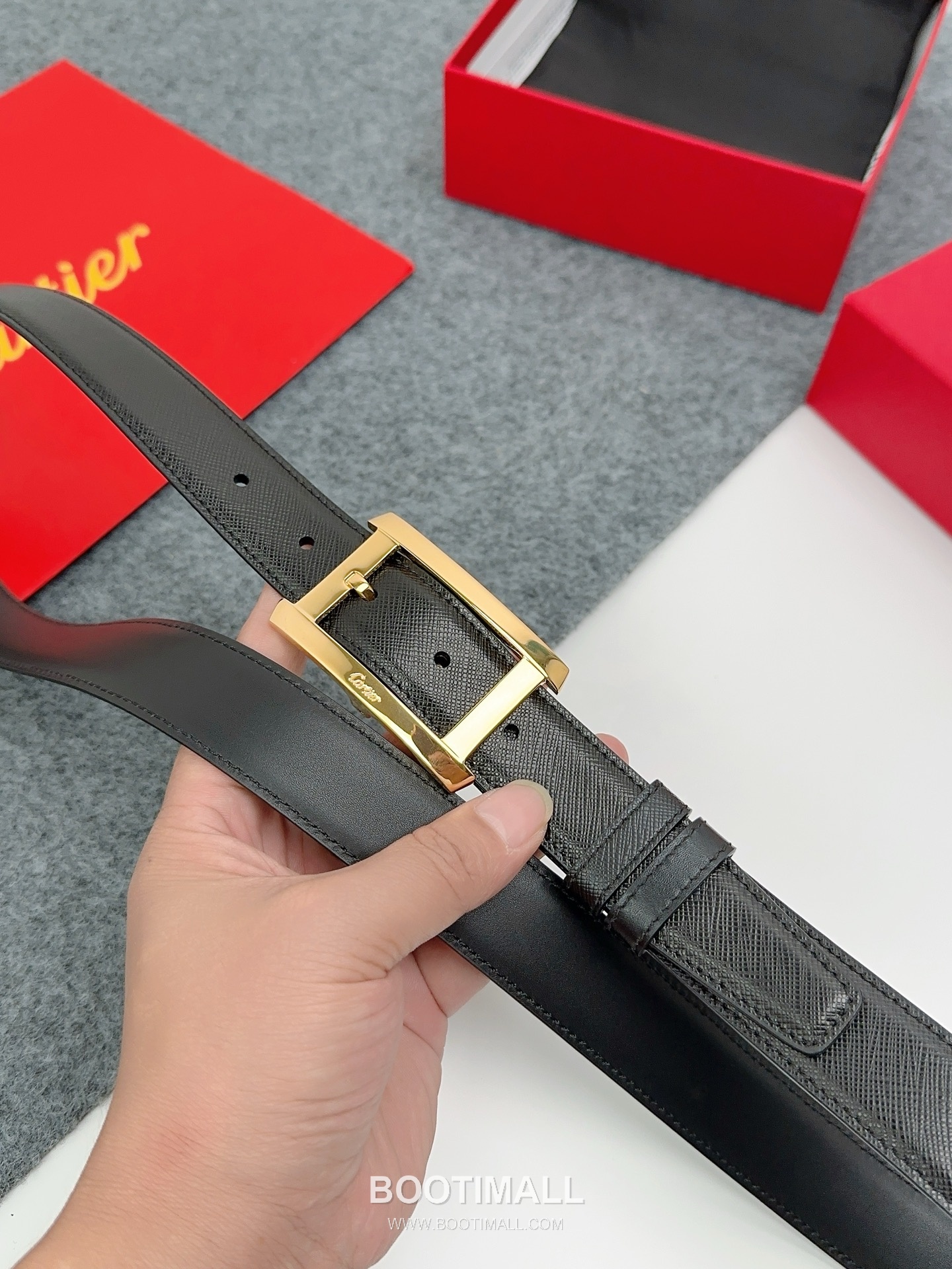 Cartier Calfskin Leather Belt with Logo Buckle Palladium 까르띠에 카프스킨 레더 벨트 로고 버클 황동 베이스 팔라듐 피니시 3.5cm 3