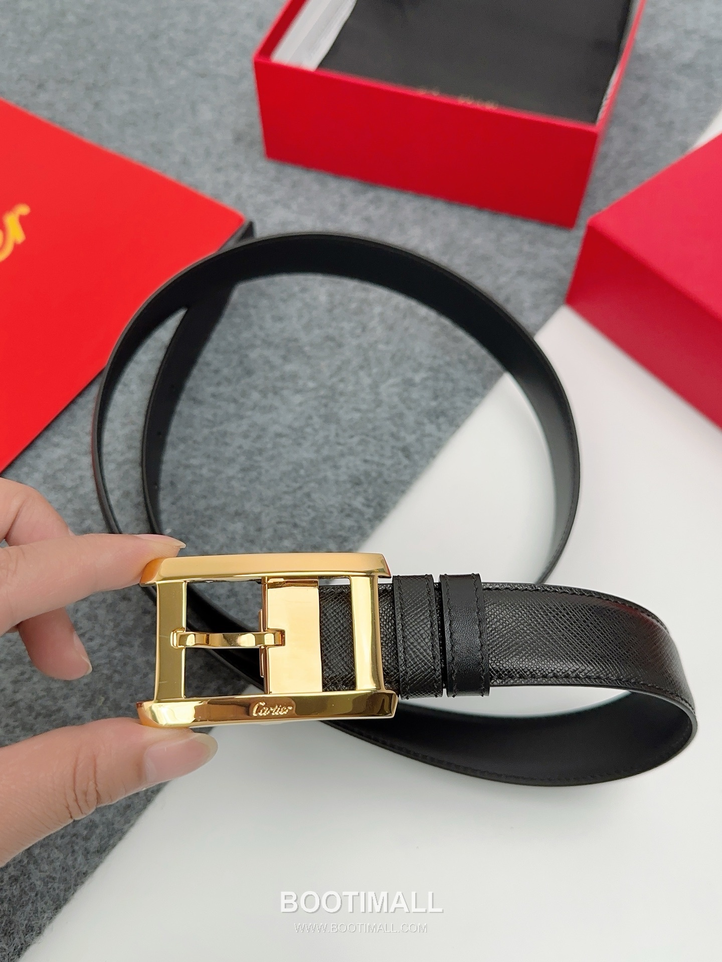 Cartier Calfskin Leather Belt with Logo Buckle Palladium 까르띠에 카프스킨 레더 벨트 로고 버클 황동 베이스 팔라듐 피니시 3.5cm 4