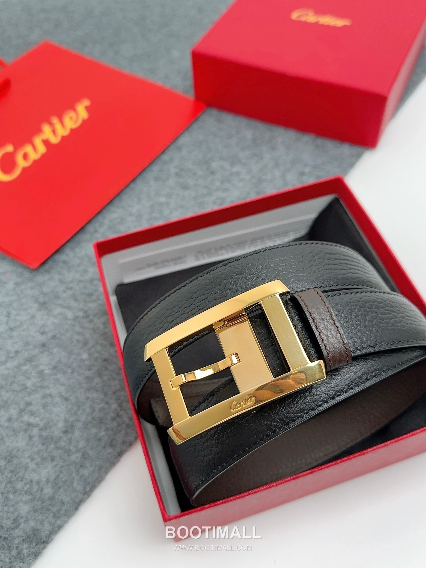 Cartier Calfskin Leather Belt with Logo Buckle Palladium 까르띠에 카프스킨 레더 벨트 로고 버클 황동 베이스 팔라듐 피니시 3.5cm 1