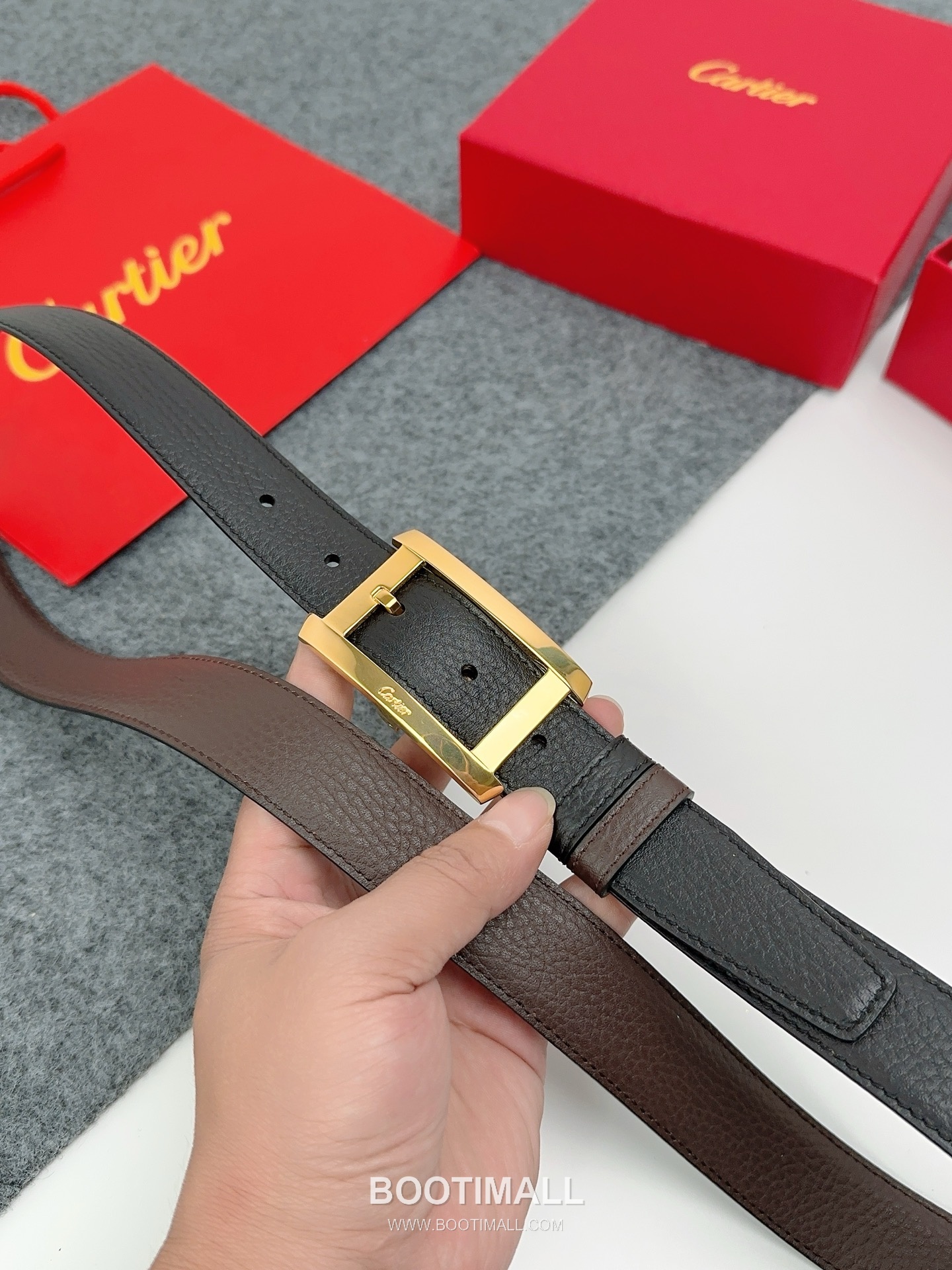 Cartier Calfskin Leather Belt with Logo Buckle Palladium 까르띠에 카프스킨 레더 벨트 로고 버클 황동 베이스 팔라듐 피니시 3.5cm 3