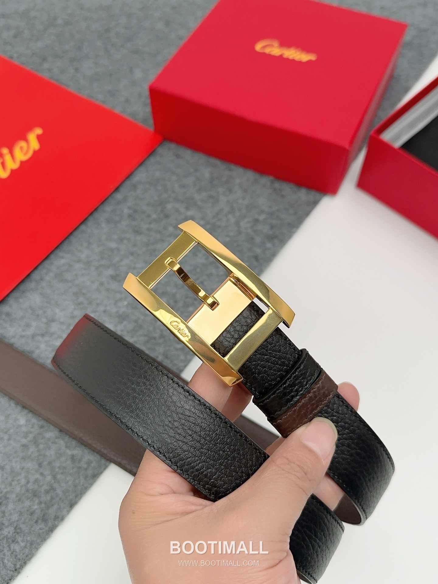 Cartier Calfskin Leather Belt with Logo Buckle Palladium 까르띠에 카프스킨 레더 벨트 로고 버클 황동 베이스 팔라듐 피니시 3.5cm 6