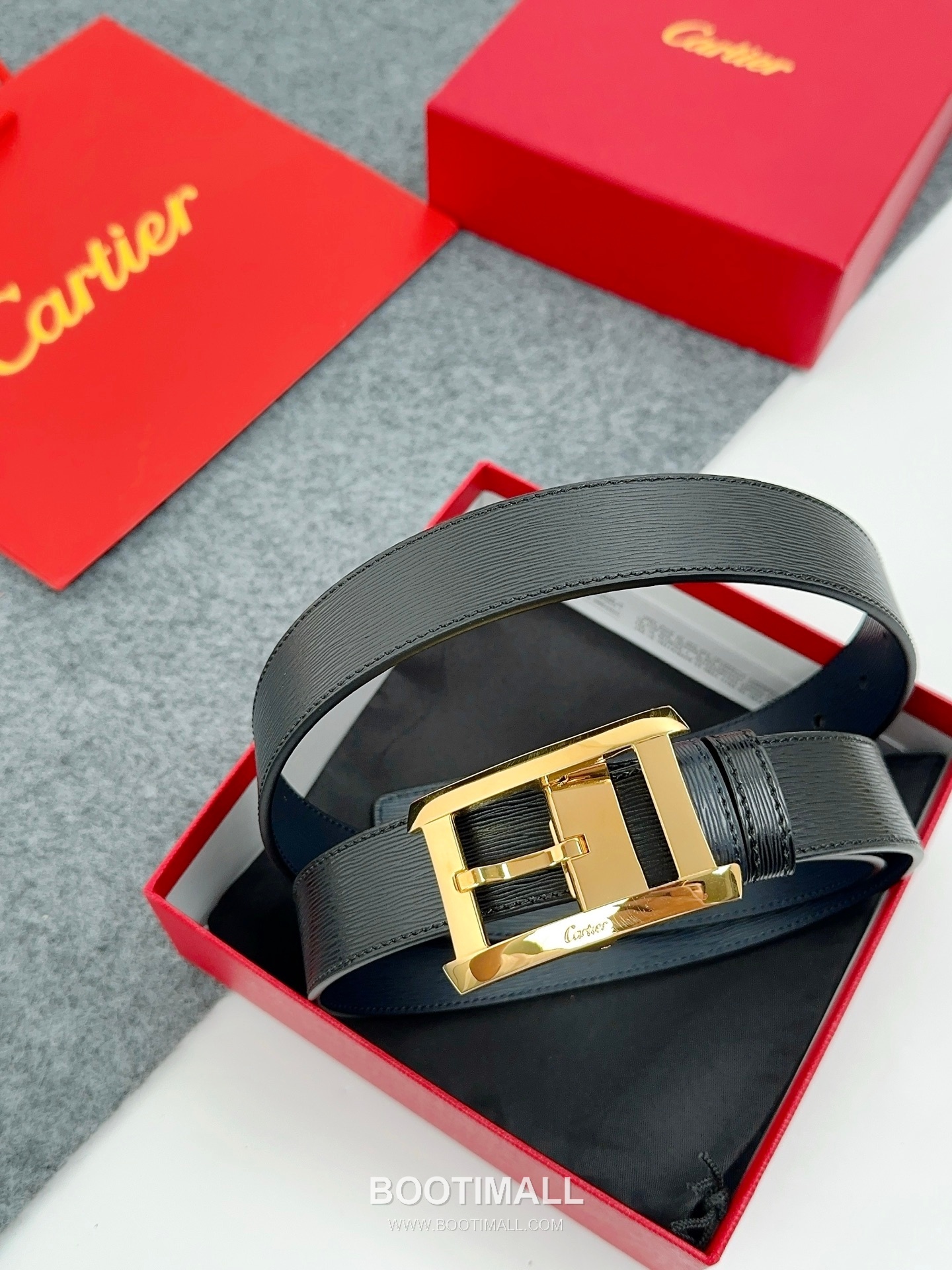 Cartier Calfskin Leather Belt with Logo Buckle Palladium 까르띠에 카프스킨 레더 벨트 로고 버클 황동 베이스 팔라듐 피니시 3.5cm 1