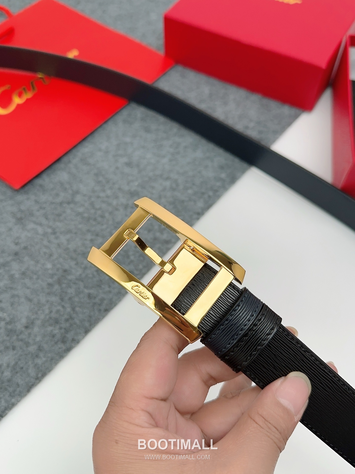 Cartier Calfskin Leather Belt with Logo Buckle Palladium 까르띠에 카프스킨 레더 벨트 로고 버클 황동 베이스 팔라듐 피니시 3.5cm 2