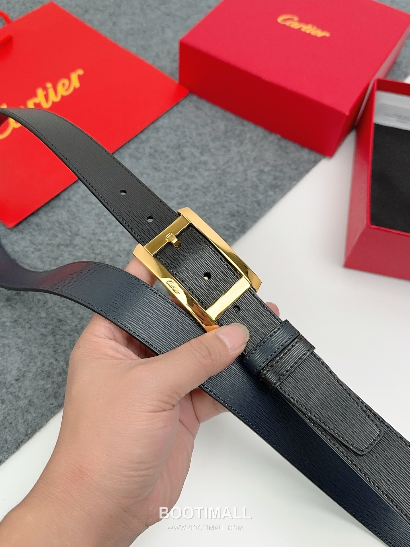 Cartier Calfskin Leather Belt with Logo Buckle Palladium 까르띠에 카프스킨 레더 벨트 로고 버클 황동 베이스 팔라듐 피니시 3.5cm 3