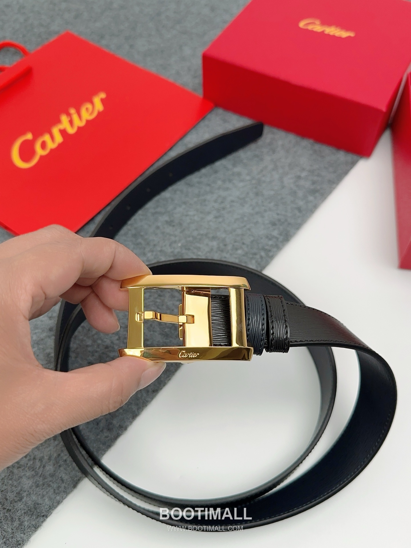 Cartier Calfskin Leather Belt with Logo Buckle Palladium 까르띠에 카프스킨 레더 벨트 로고 버클 황동 베이스 팔라듐 피니시 3.5cm 4