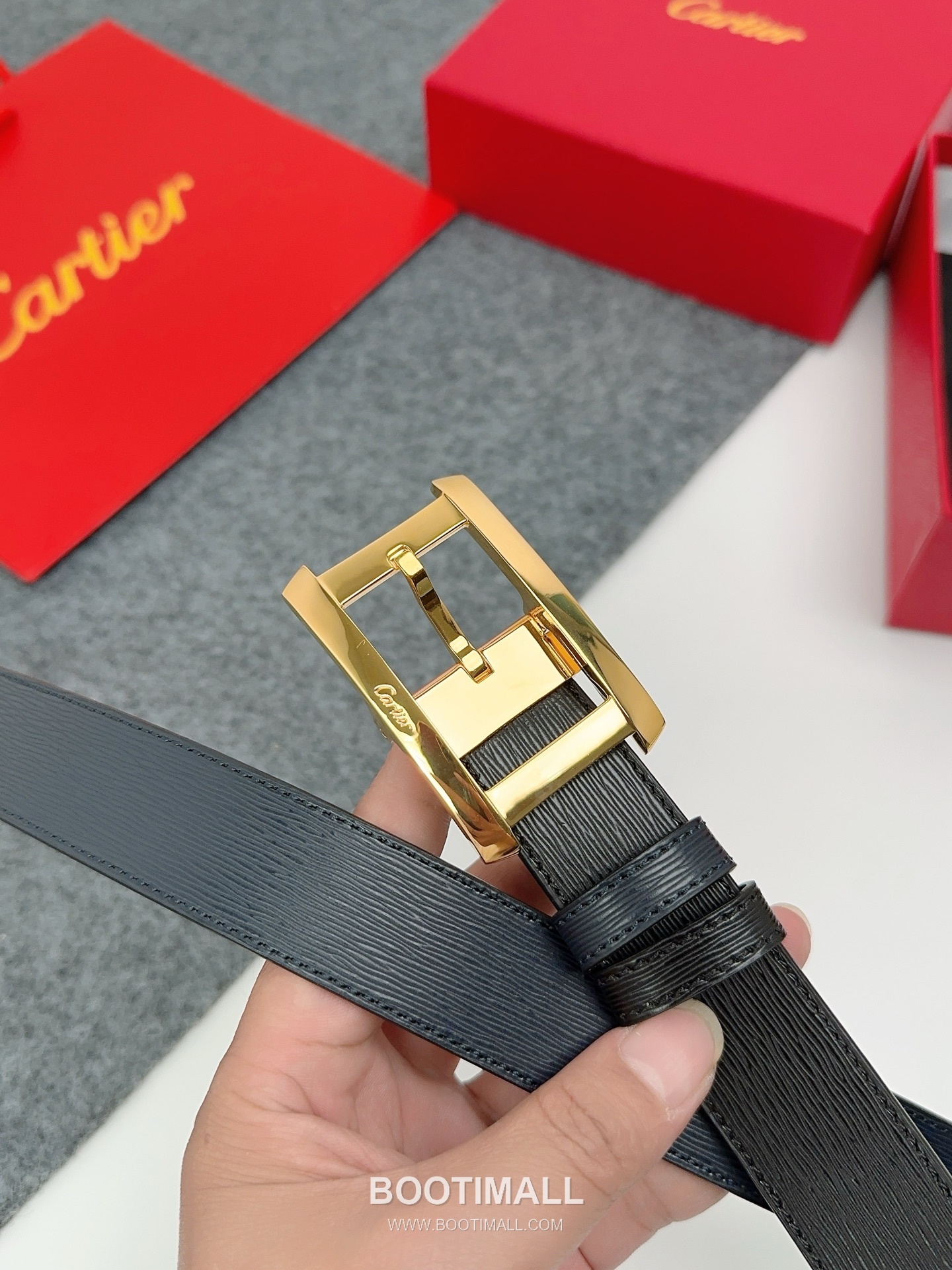 Cartier Calfskin Leather Belt with Logo Buckle Palladium 까르띠에 카프스킨 레더 벨트 로고 버클 황동 베이스 팔라듐 피니시 3.5cm 5